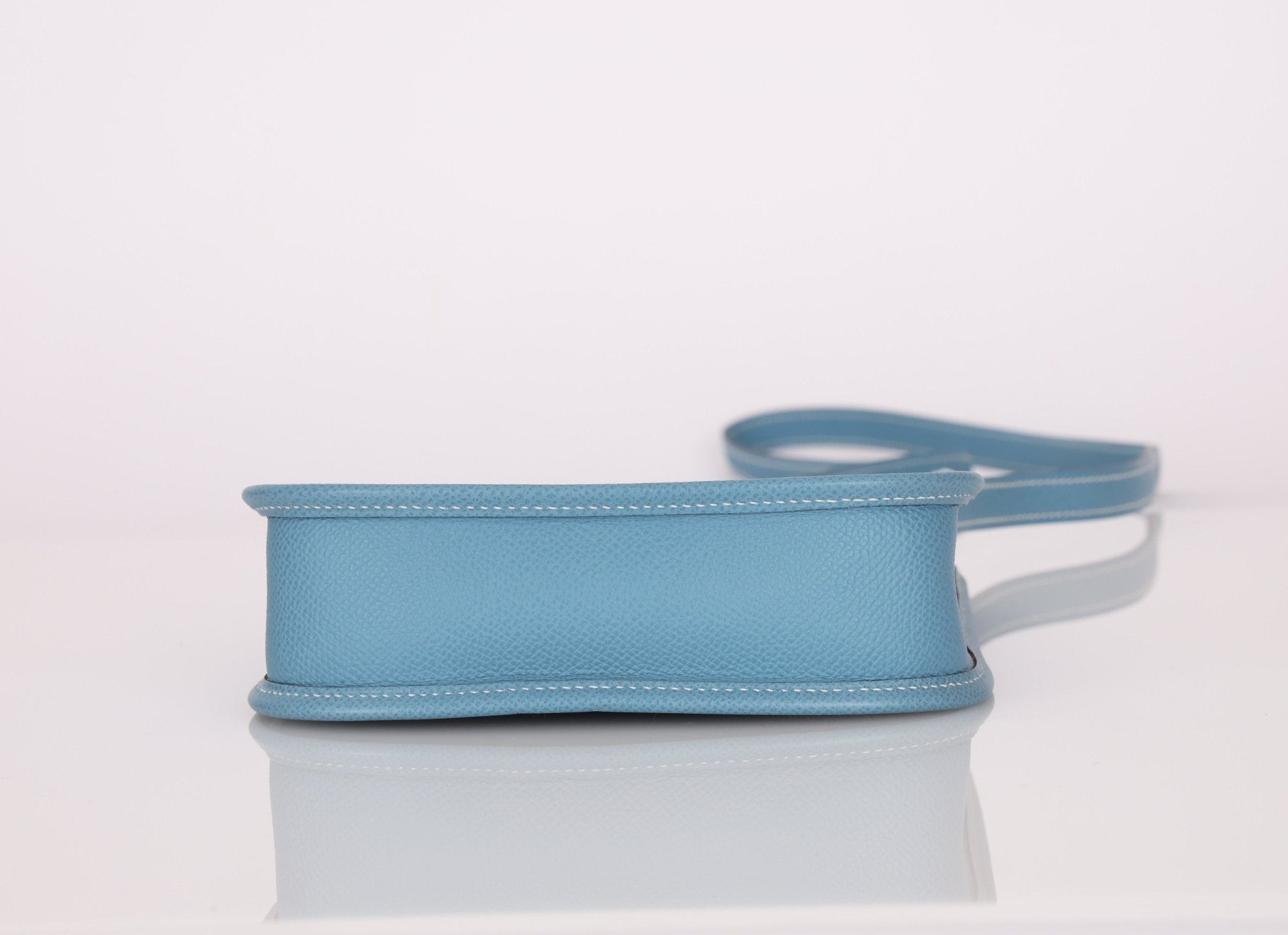 Rare Hermès 2006 Bleu Jean Epsom Mini Evelyne w Epsom Strap TPM PHW - FashioNica