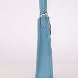 Rare Hermès 2006 Bleu Jean Epsom Mini Evelyne w Epsom Strap TPM PHW - FashioNica