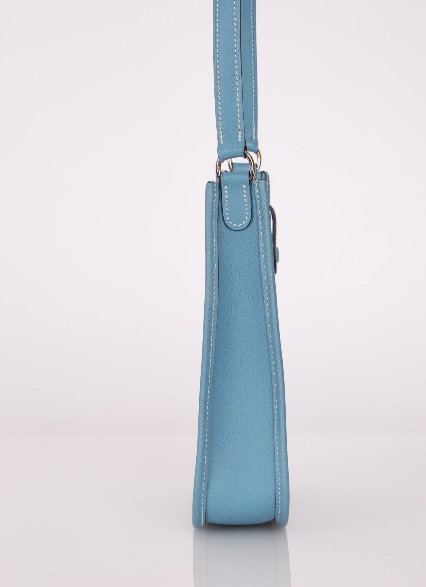 Rare Hermès 2006 Bleu Jean Epsom Mini Evelyne w Epsom Strap TPM PHW - FashioNica