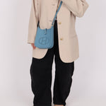 Rare Hermès 2006 Bleu Jean Epsom Mini Evelyne w Epsom Strap TPM PHW - FashioNica