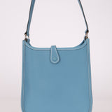 Rare Hermès 2006 Bleu Jean Epsom Mini Evelyne w Epsom Strap TPM PHW - FashioNica