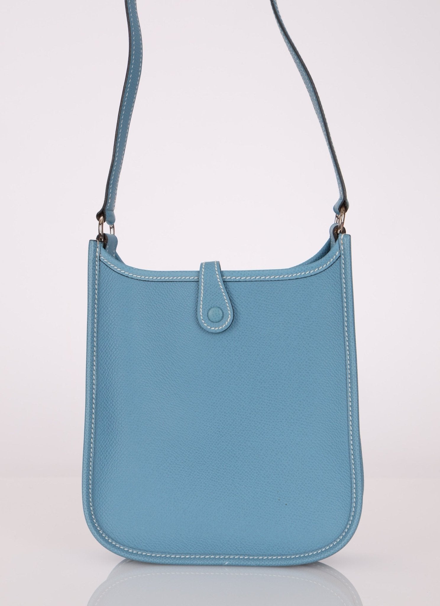 Rare Hermès 2006 Bleu Jean Epsom Mini Evelyne w Epsom Strap TPM PHW - FashioNica