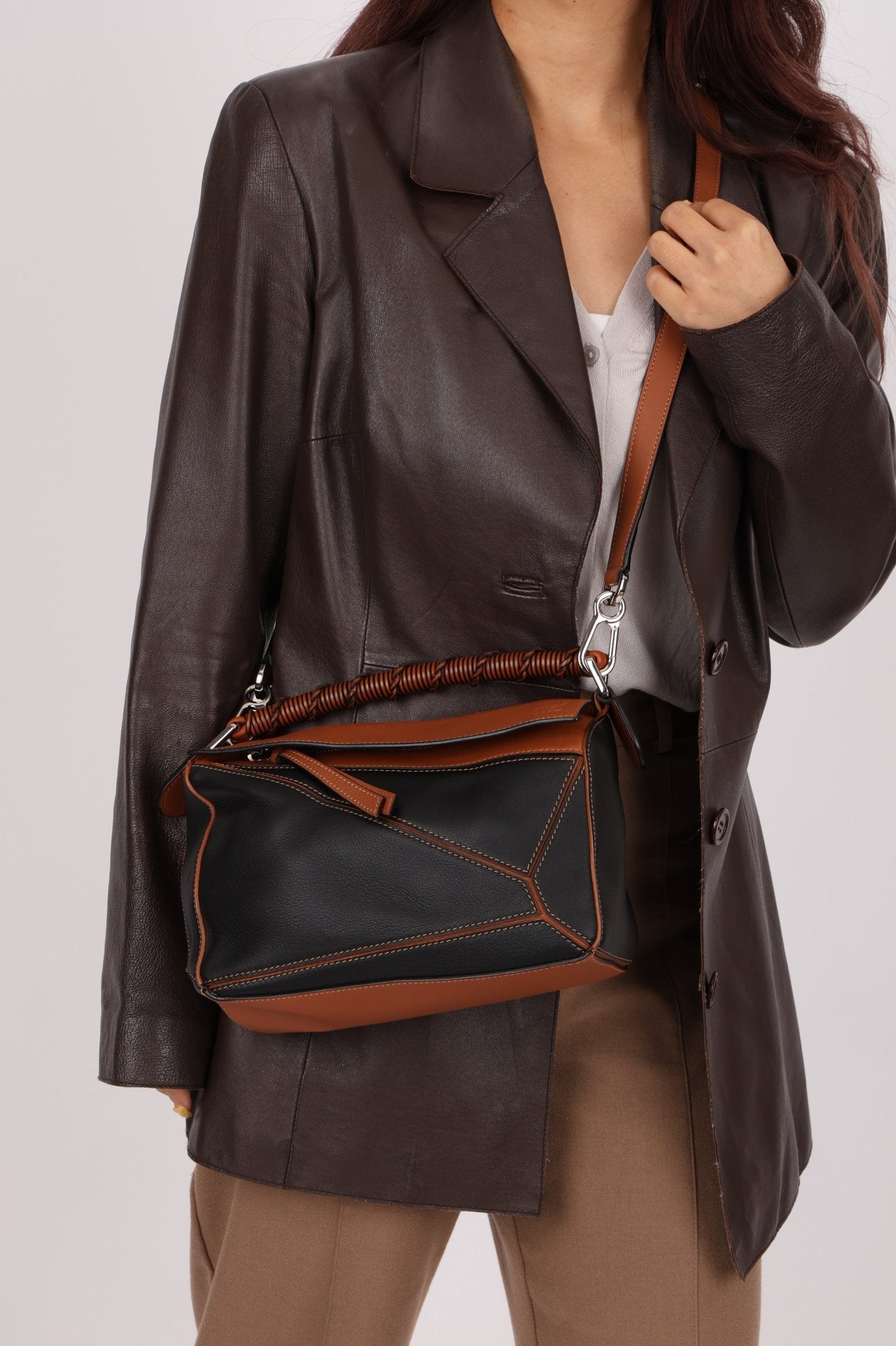 Rare Loewe Braided Bicolor Small Puzzle Bag - FashioNica