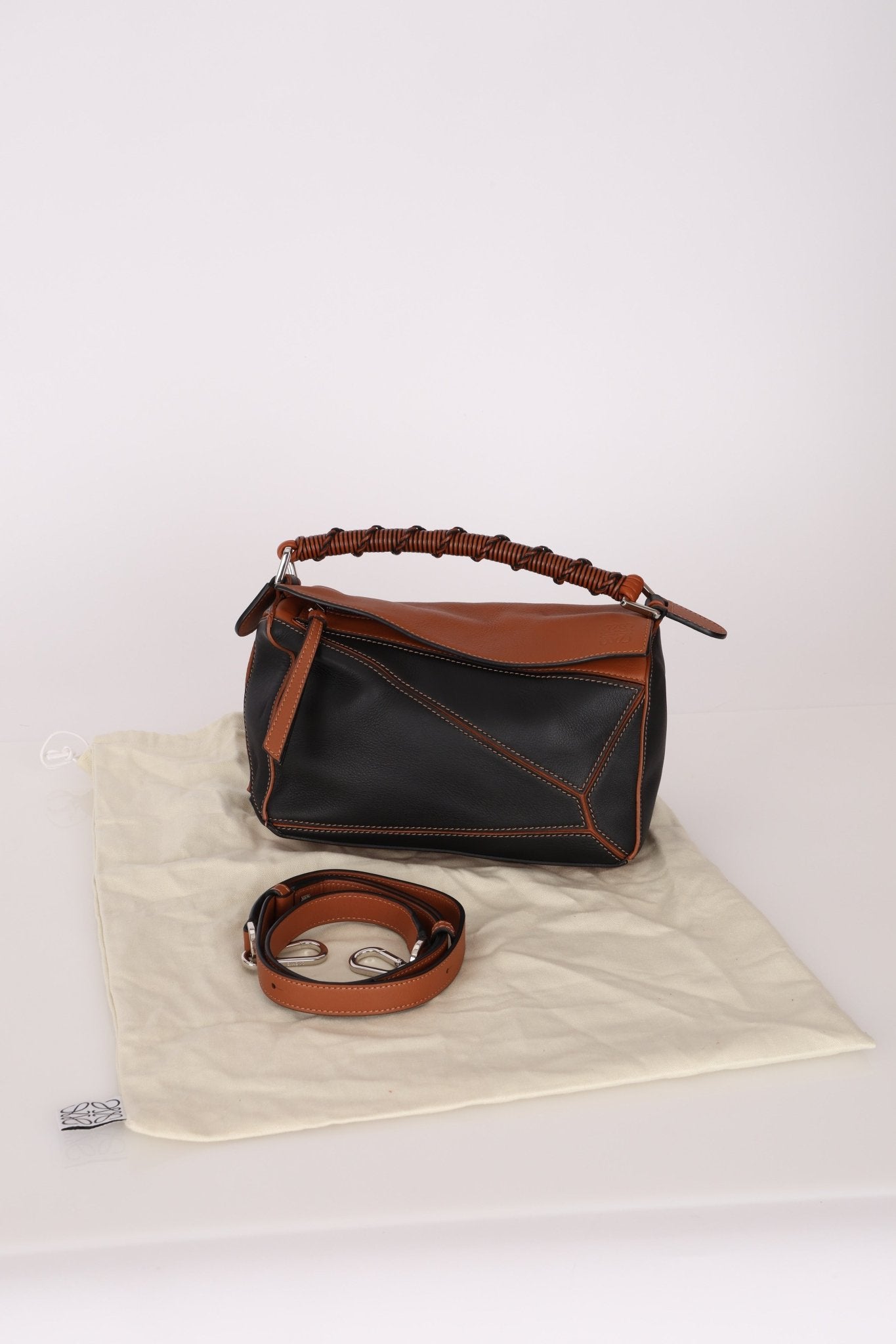 Rare Loewe Braided Bicolor Small Puzzle Bag - FashioNica