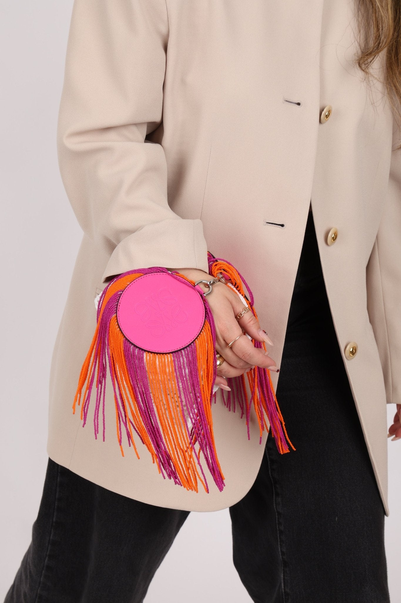 Rare Loewe Crochet Beaded Fringe Bracelet Pouch - FashioNica