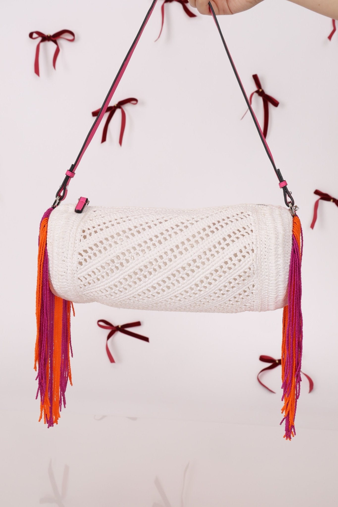 Rare Loewe Crochet Beaded Fringe Bracelet Pouch - FashioNica