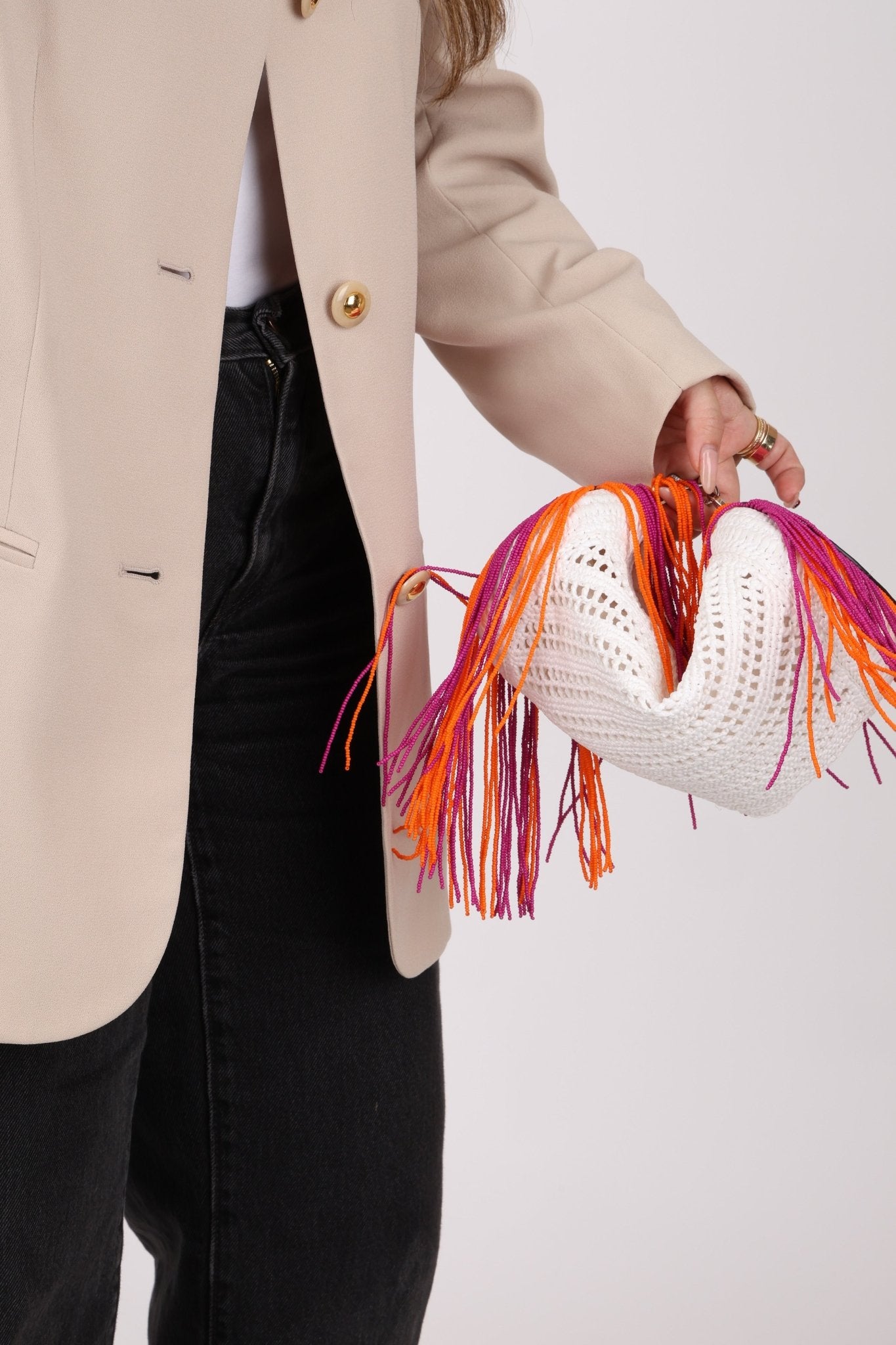 Rare Loewe Crochet Beaded Fringe Bracelet Pouch - FashioNica