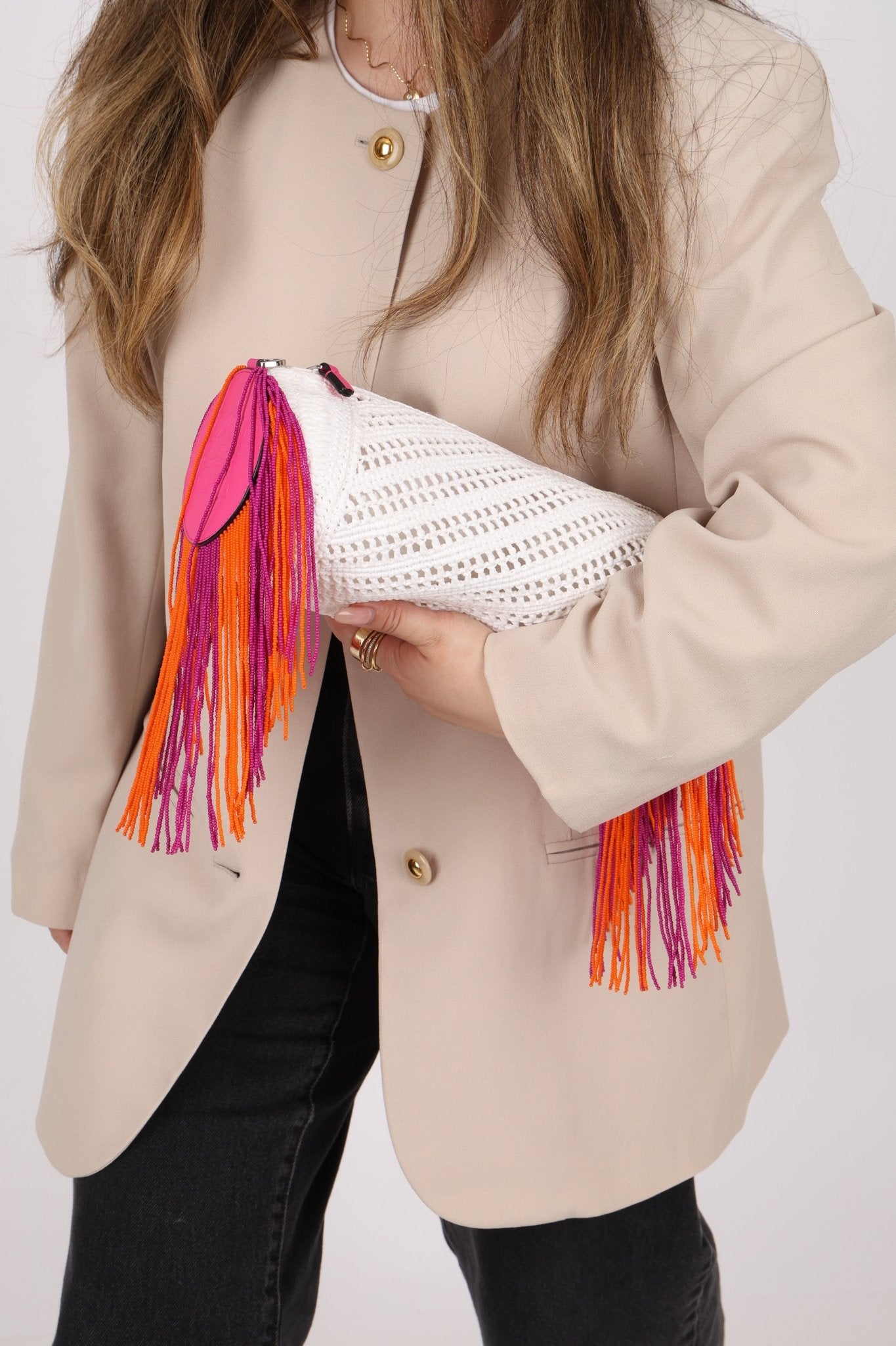 Rare Loewe Crochet Beaded Fringe Bracelet Pouch - FashioNica