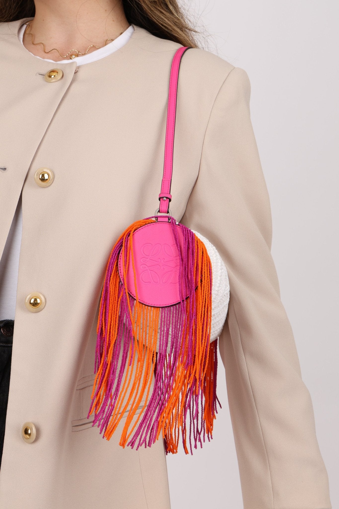 Rare Loewe Crochet Beaded Fringe Bracelet Pouch - FashioNica