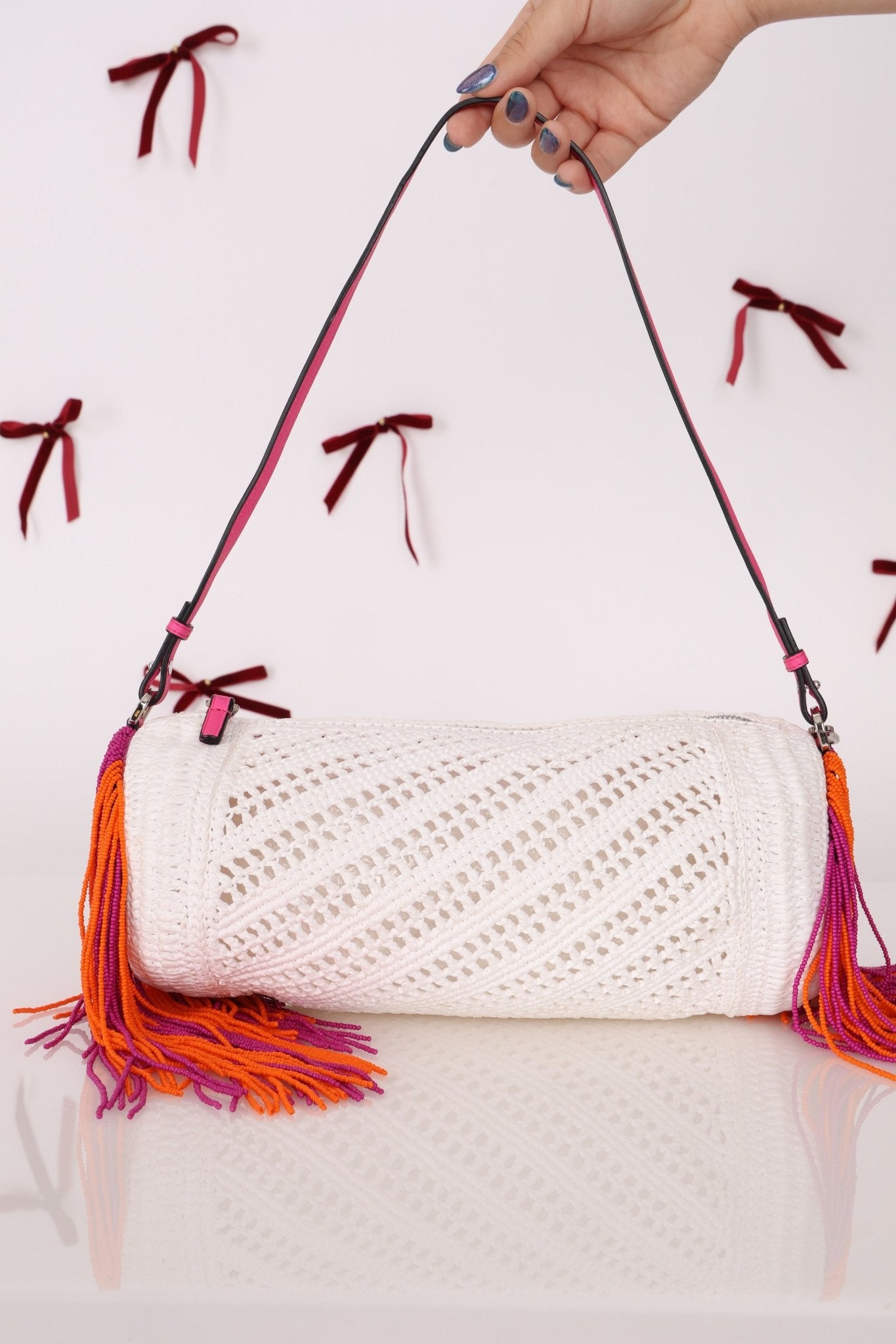 Rare Loewe Crochet Beaded Fringe Bracelet Pouch - FashioNica