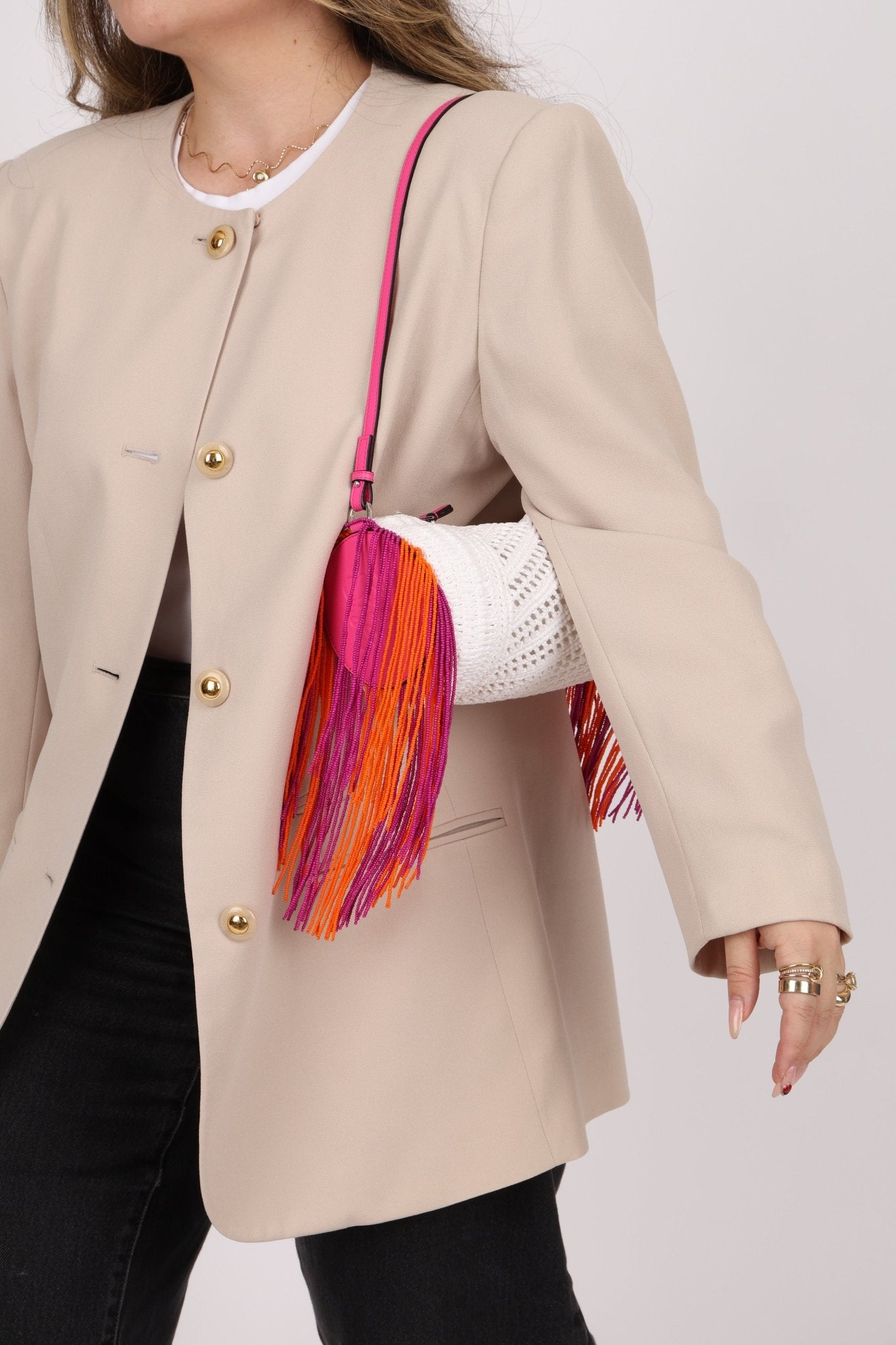 Rare Loewe Crochet Beaded Fringe Bracelet Pouch - FashioNica