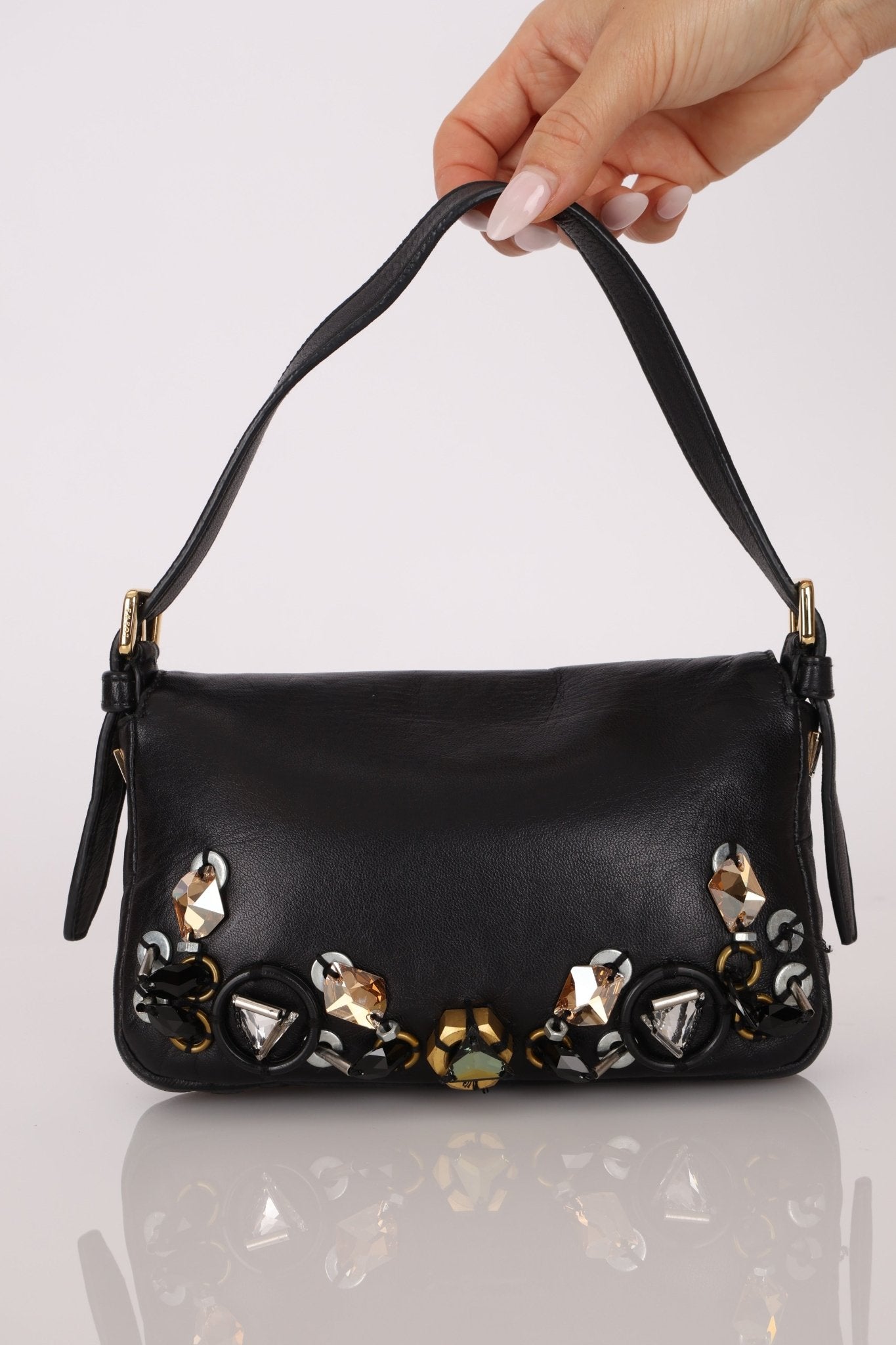 Rare Loewe Leather Beaded & Hardware Mini Baguette - FashioNica