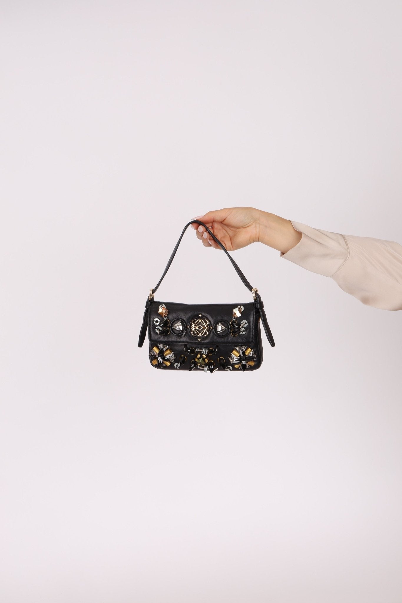 Rare Loewe Leather Beaded & Hardware Mini Baguette - FashioNica