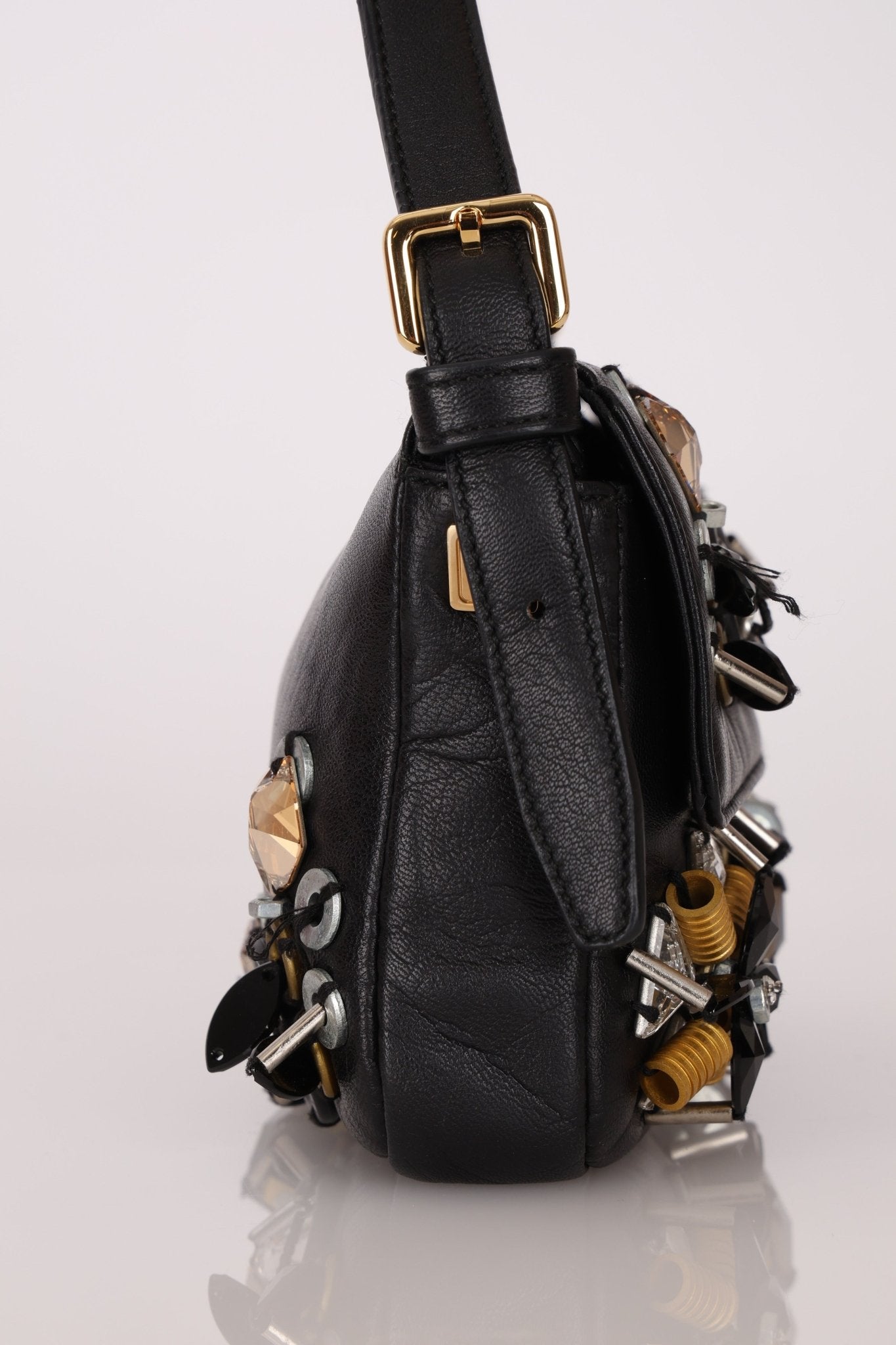 Rare Loewe Leather Beaded & Hardware Mini Baguette - FashioNica