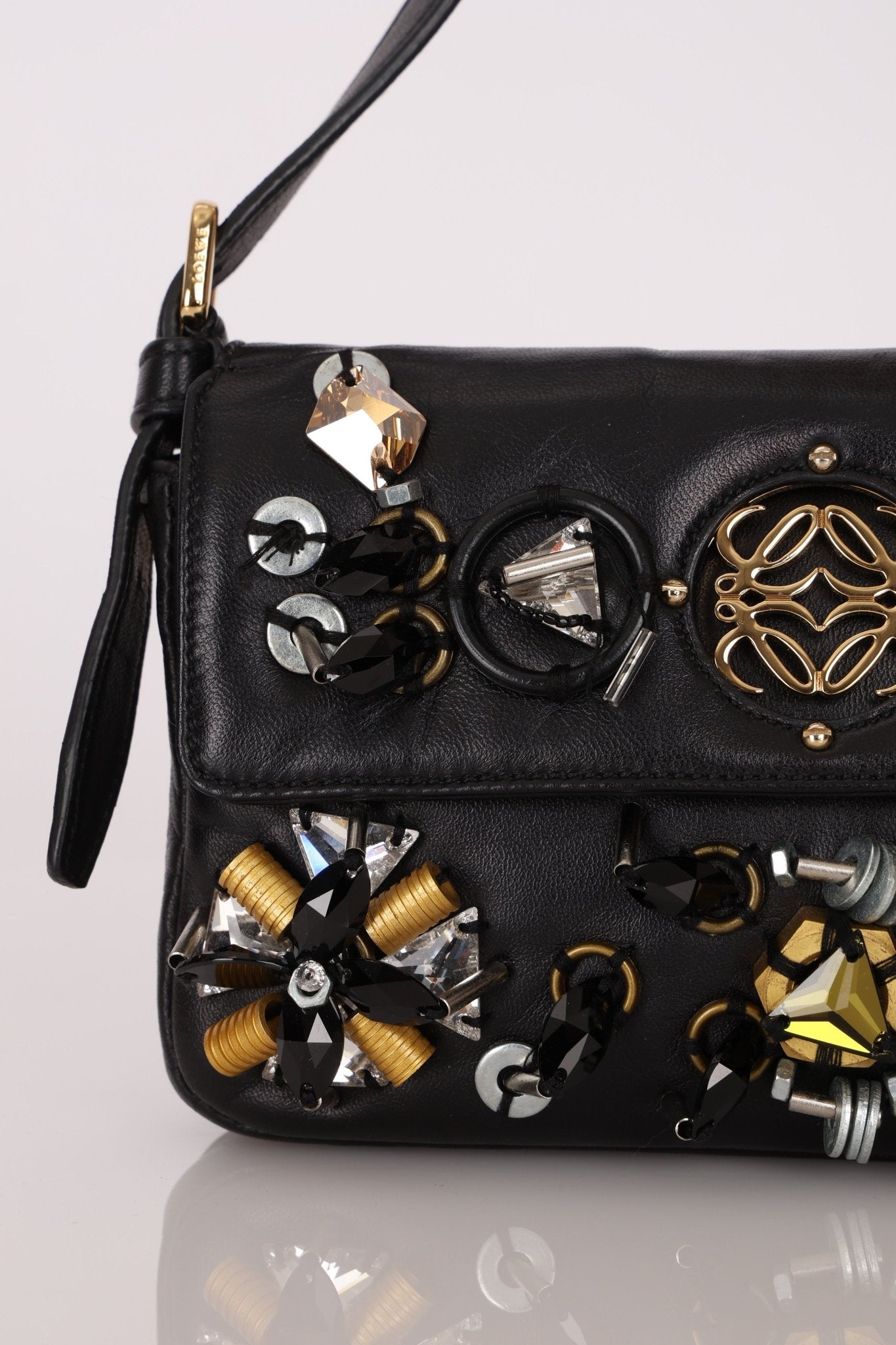 Rare Loewe Leather Beaded & Hardware Mini Baguette - FashioNica