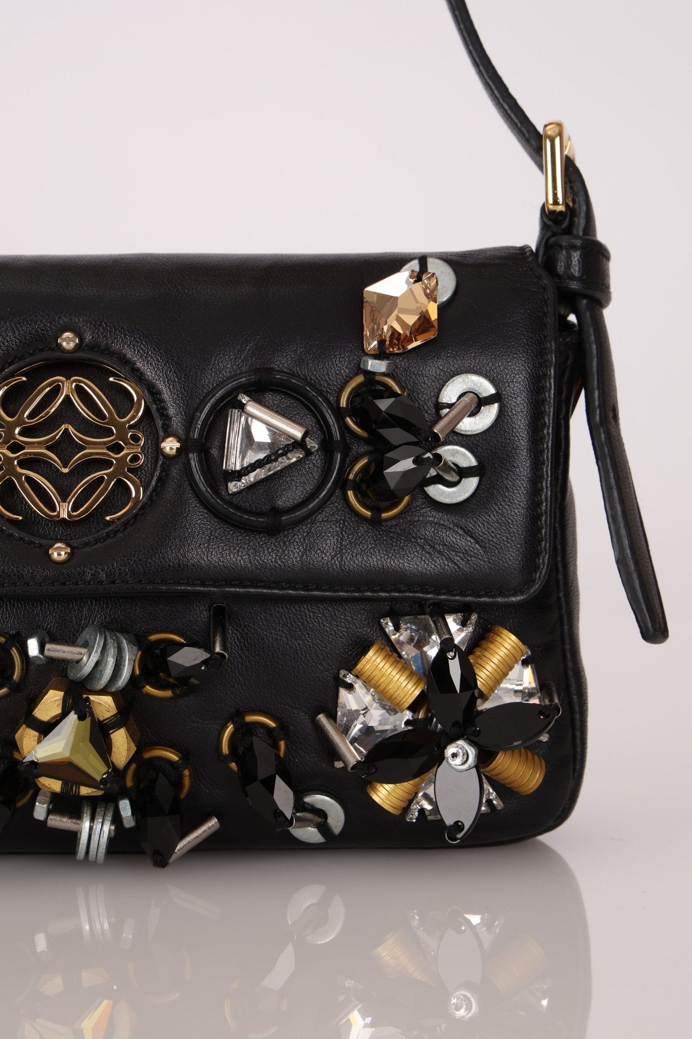 Rare Loewe Leather Beaded & Hardware Mini Baguette - FashioNica