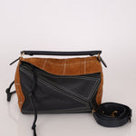 Rare Loewe Plaid Suede and Calfskin Medium Puzzle Bag - FashioNica