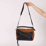 Rare Loewe Plaid Suede and Calfskin Medium Puzzle Bag - FashioNica