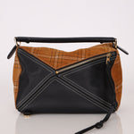 Rare Loewe Plaid Suede and Calfskin Medium Puzzle Bag - FashioNica