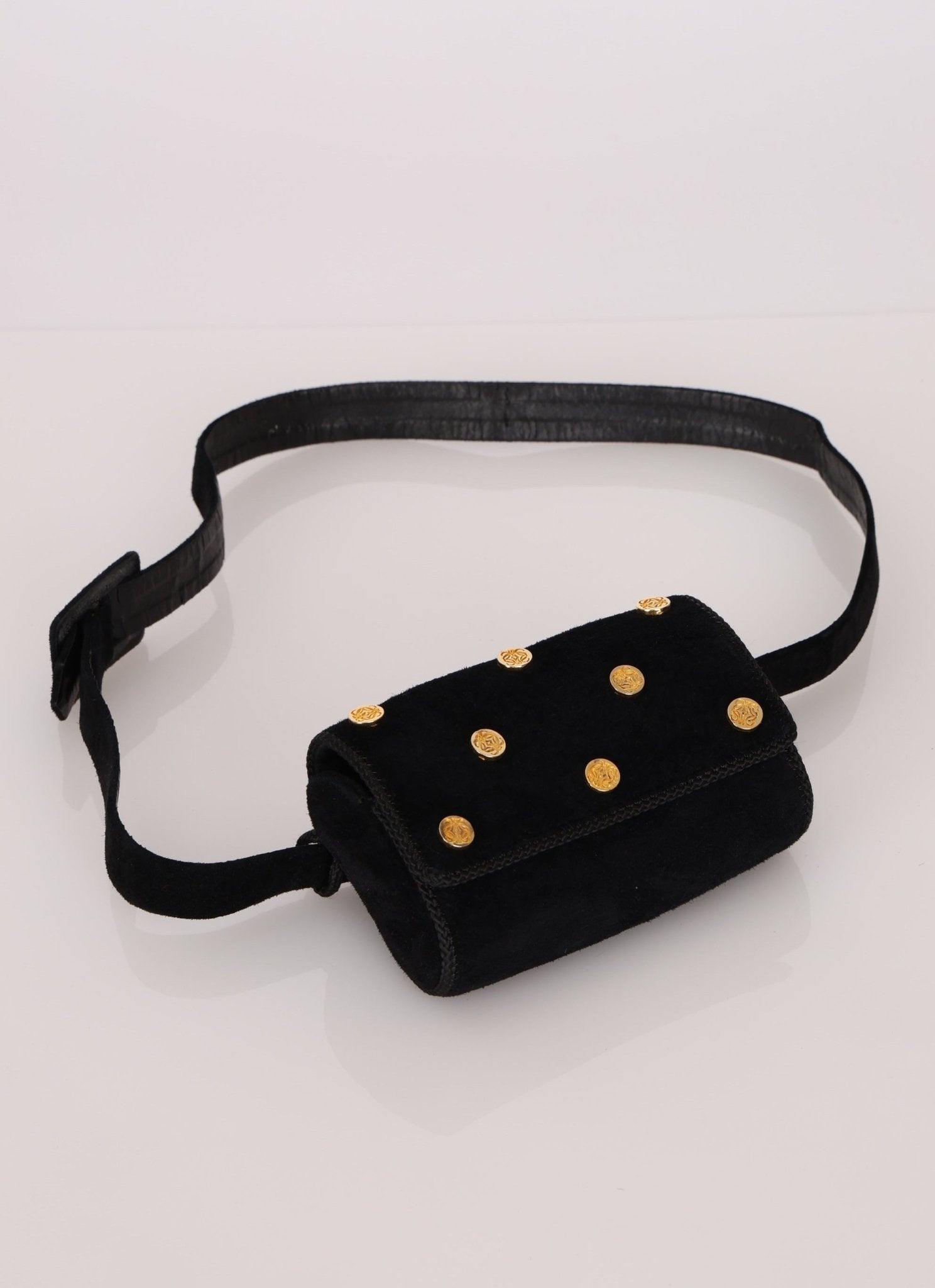 Rare Loewe Suede Coin Anagram Studded Waist Bag - FashioNica