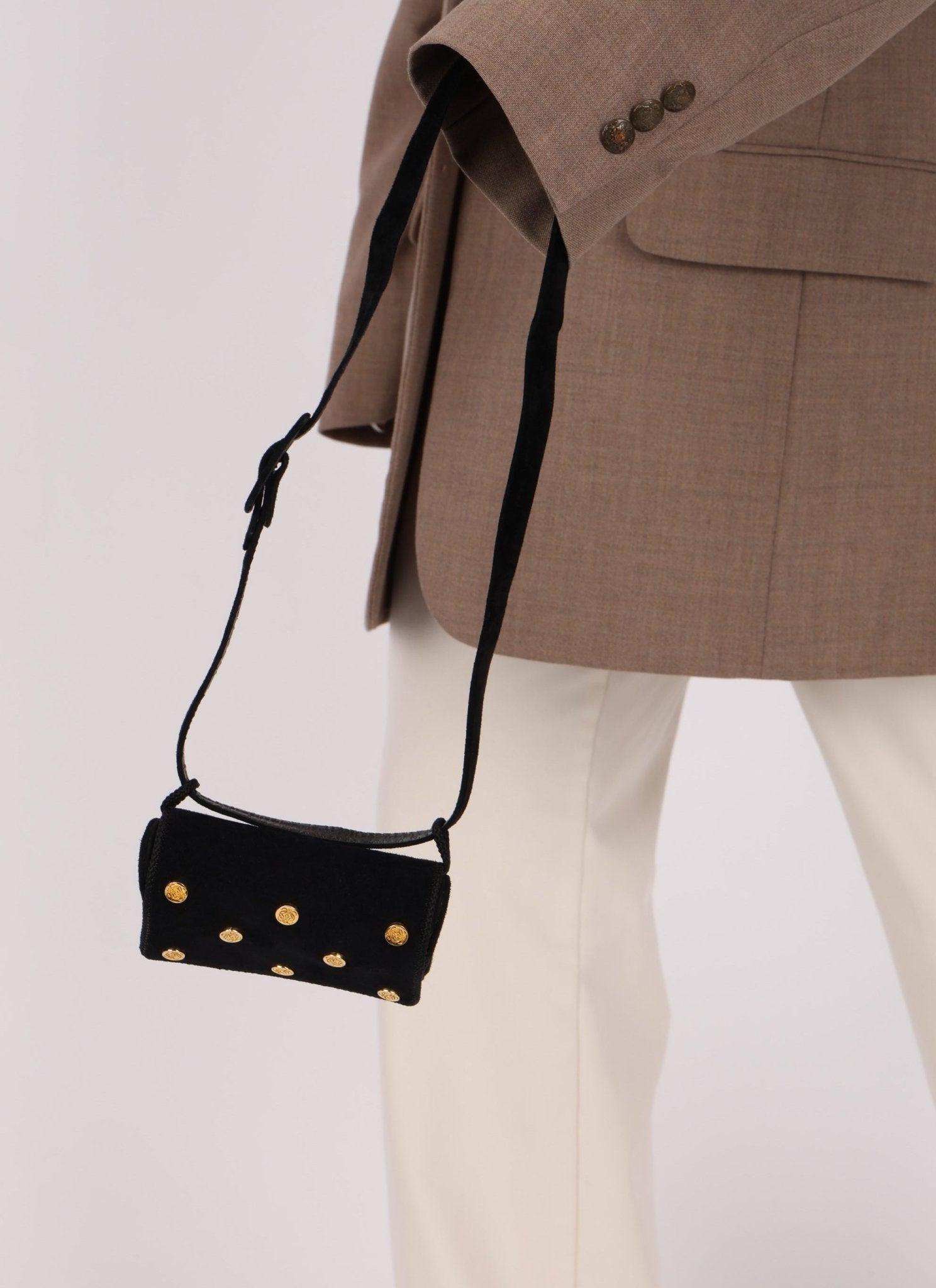 Rare Loewe Suede Coin Anagram Studded Waist Bag - FashioNica