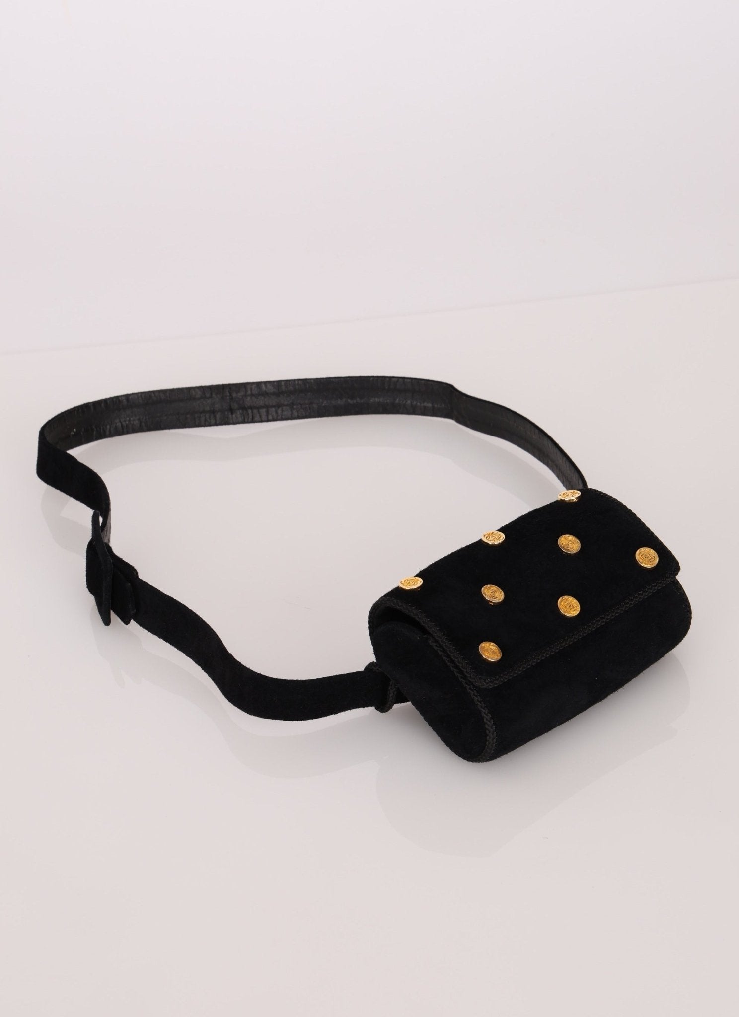 Rare Loewe Suede Coin Anagram Studded Waist Bag - FashioNica