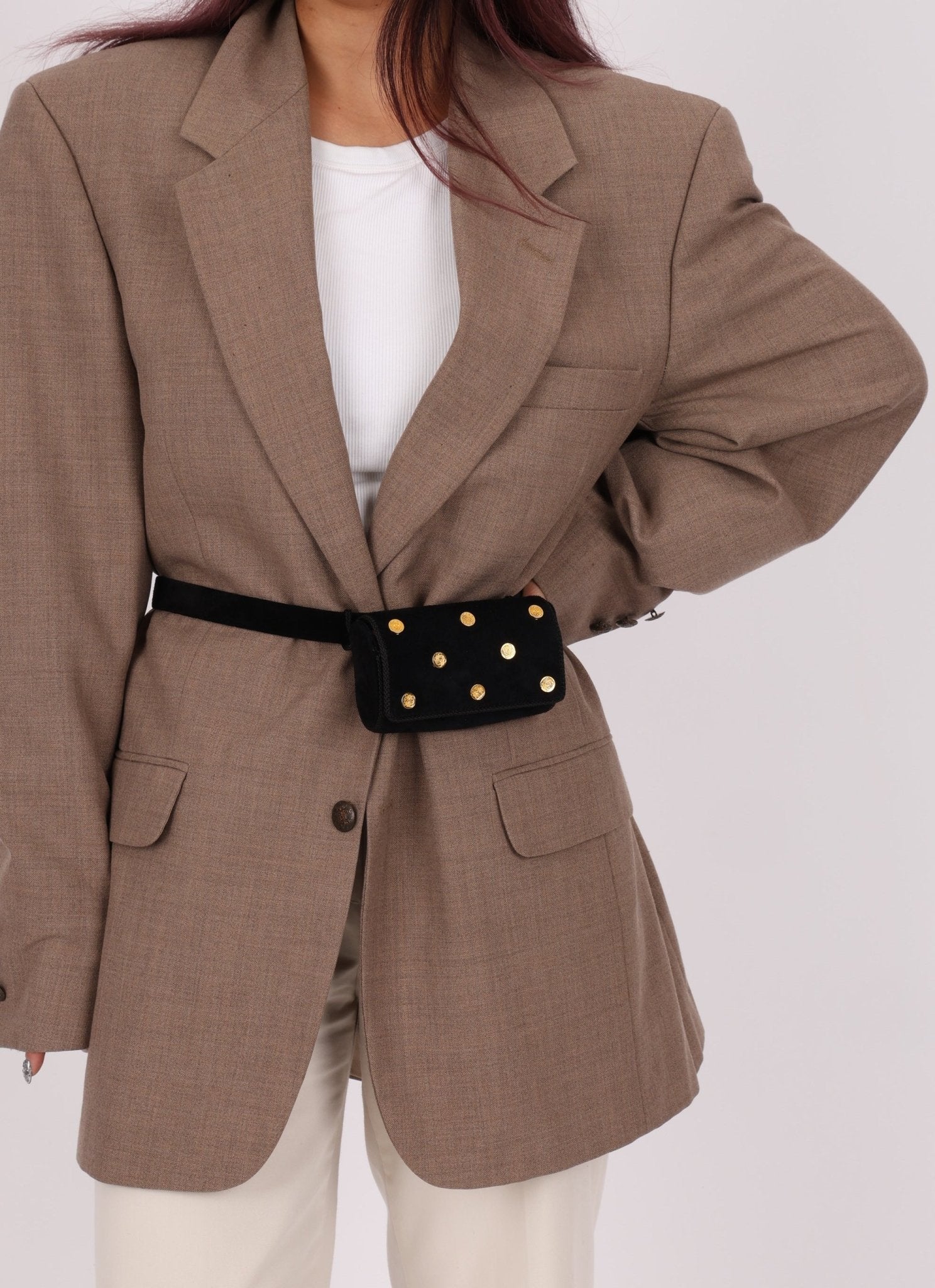 Rare Loewe Suede Coin Anagram Studded Waist Bag - FashioNica