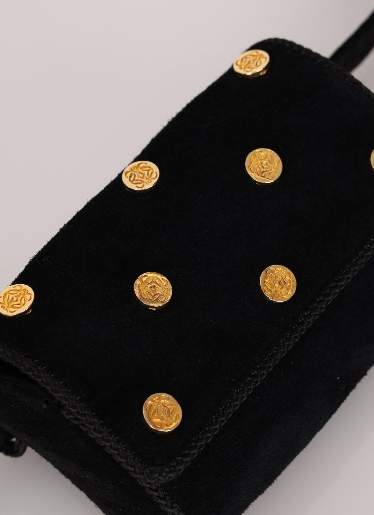 Rare Loewe Suede Coin Anagram Studded Waist Bag - FashioNica
