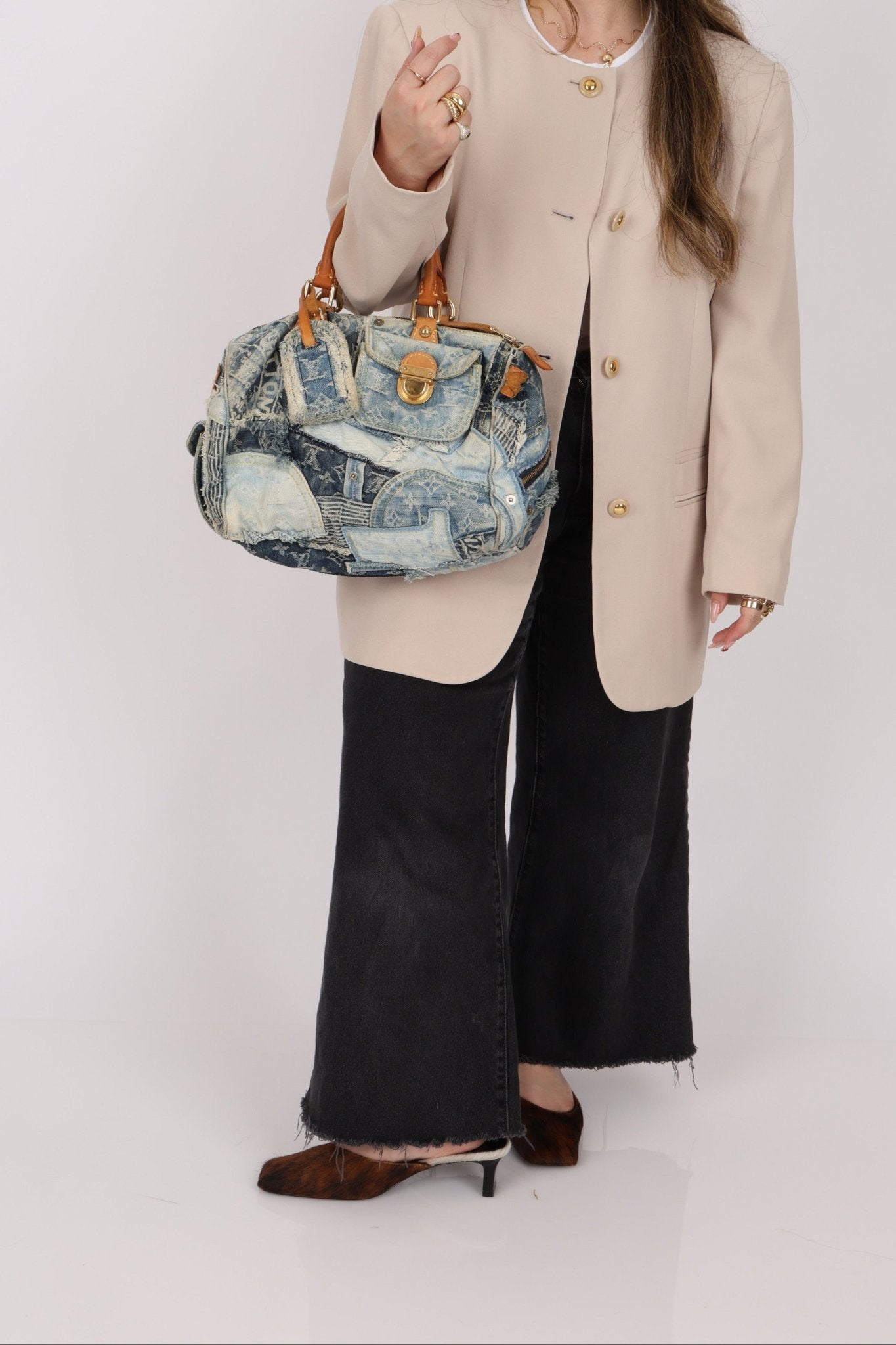 Rare Louis Vuitton Denim Patchwork Speedy 30 - FashioNica