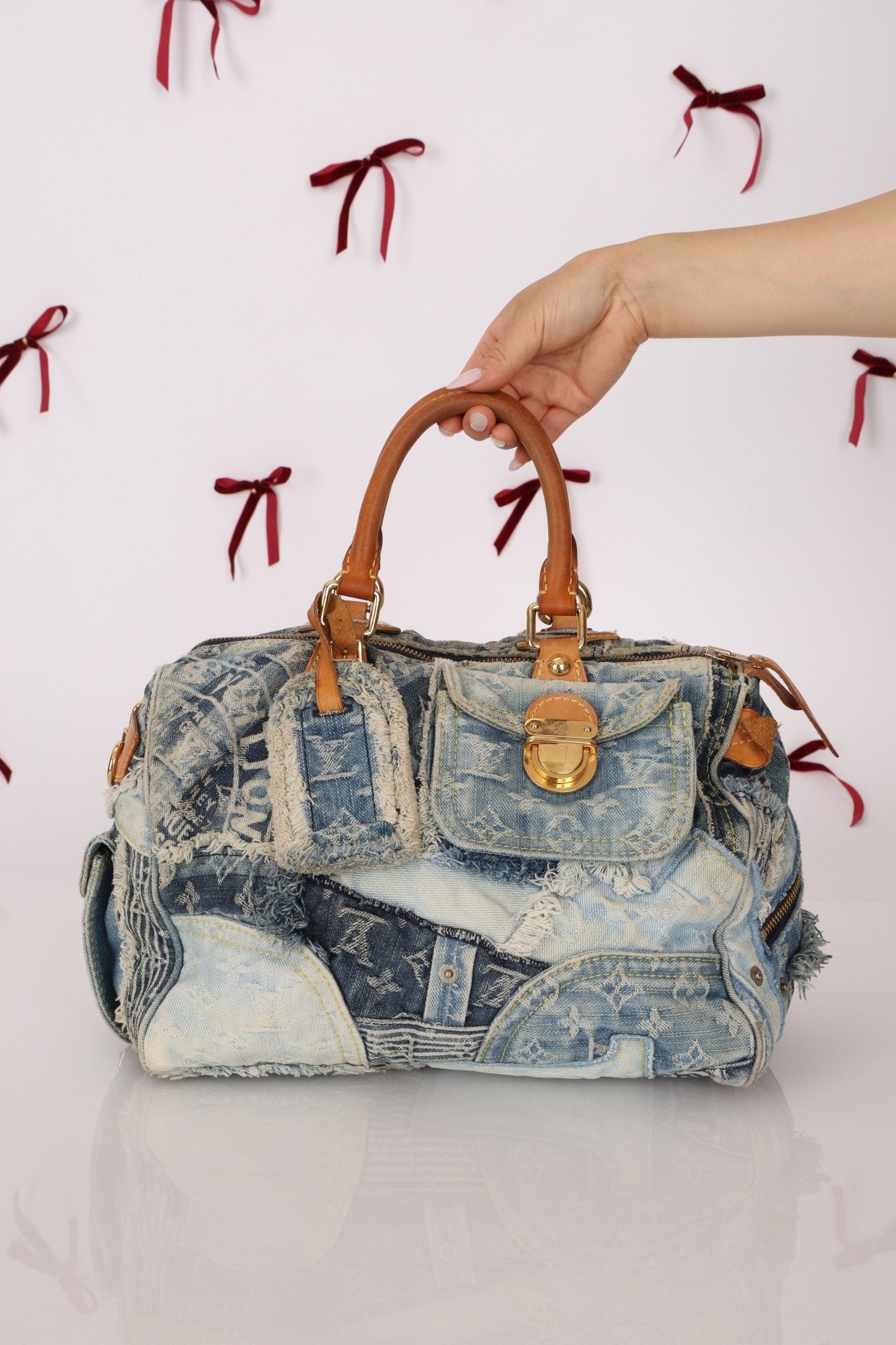 Rare Louis Vuitton Denim Patchwork Speedy 30 - FashioNica