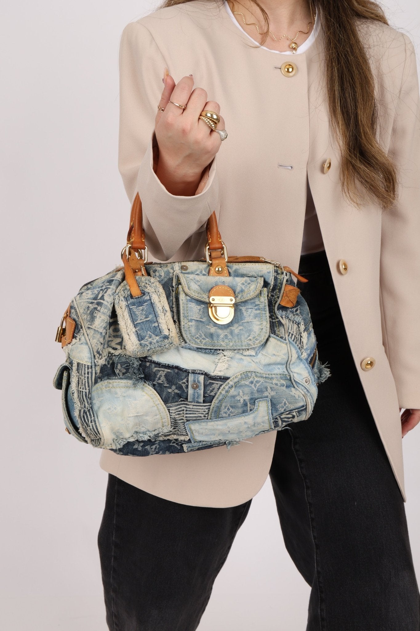 Rare Louis Vuitton Denim Patchwork Speedy 30 - FashioNica