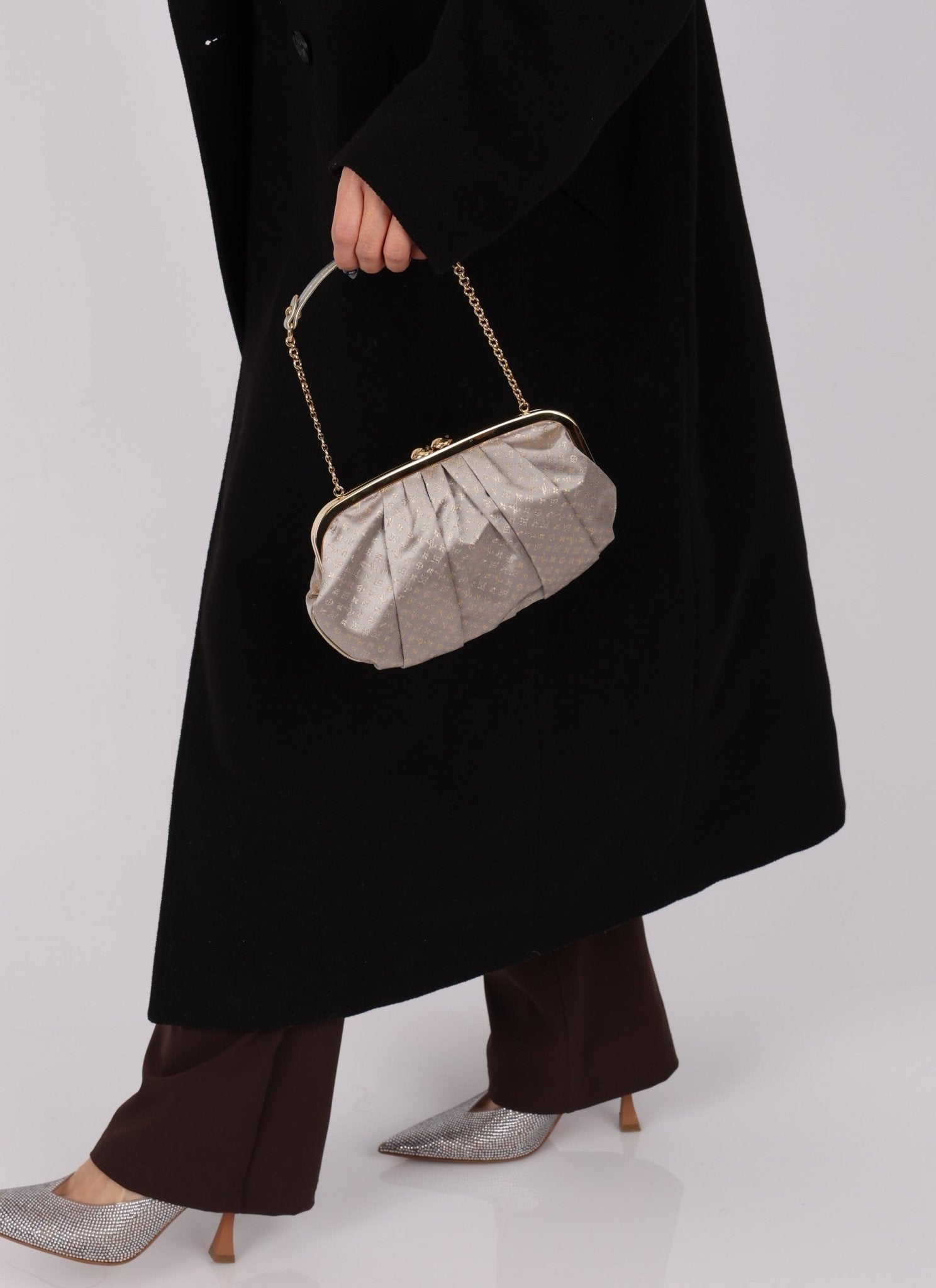 Rare Louis Vuitton Satin Aumoniere Clutch on Chain - FashioNica