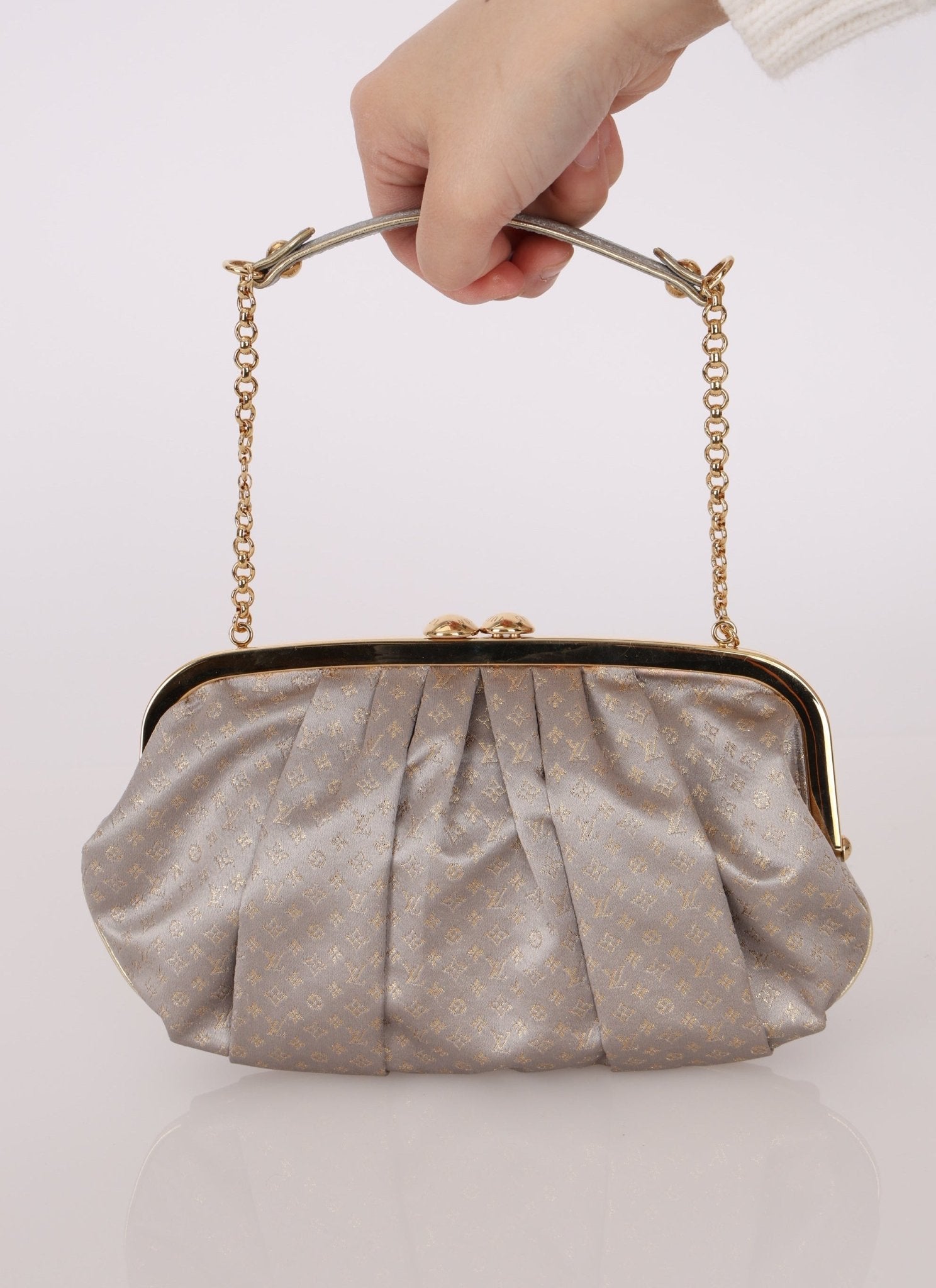 Rare Louis Vuitton Satin Aumoniere Clutch on Chain - FashioNica