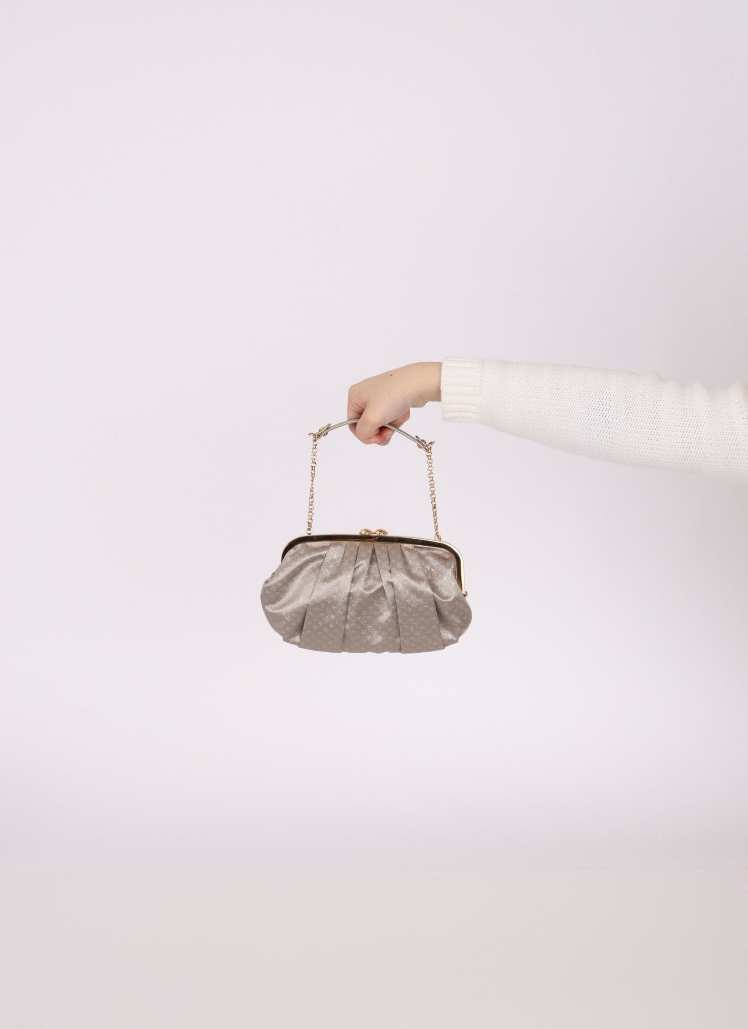 Rare Louis Vuitton Satin Aumoniere Clutch on Chain - FashioNica