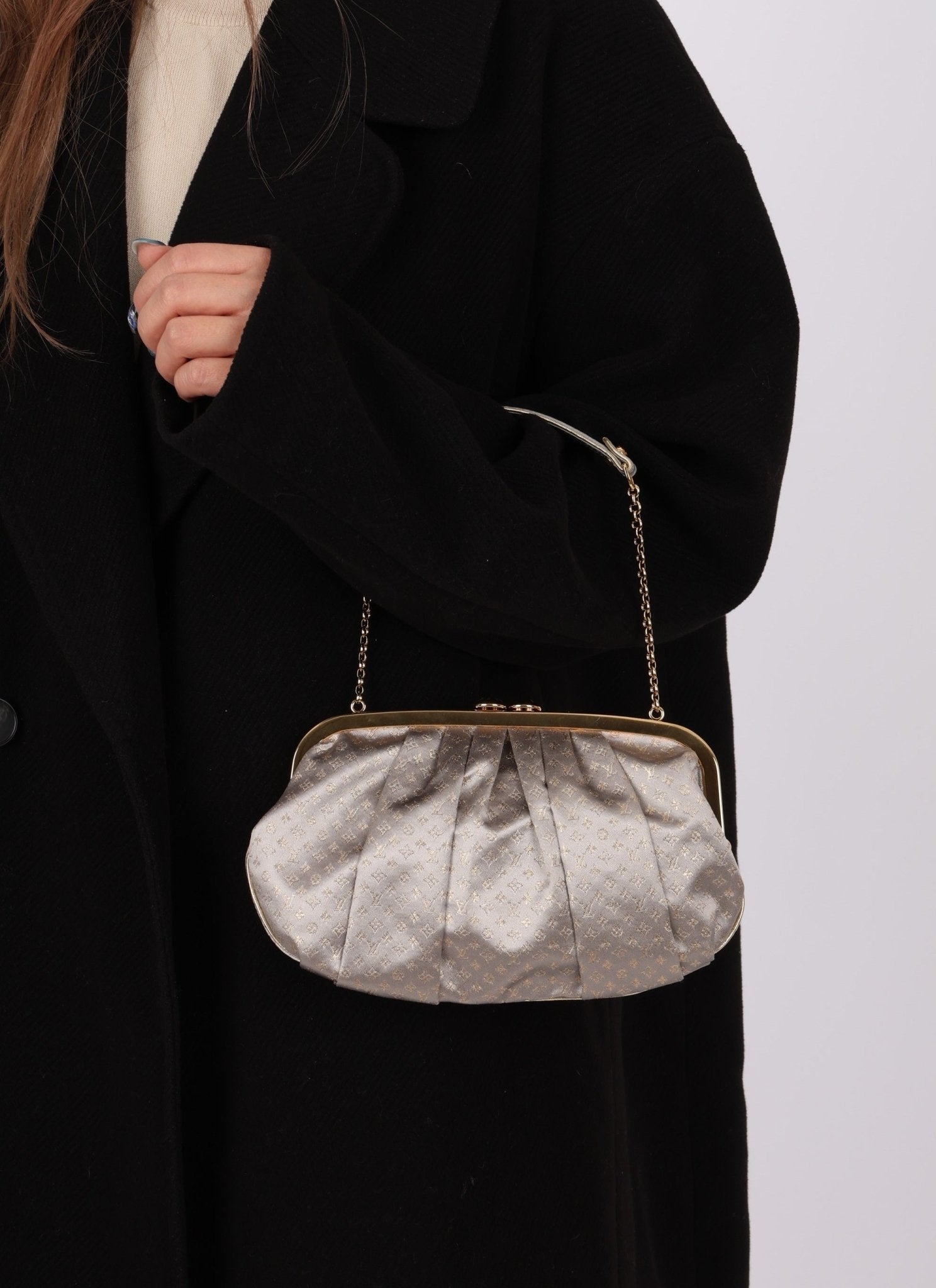 Rare Louis Vuitton Satin Aumoniere Clutch on Chain - FashioNica
