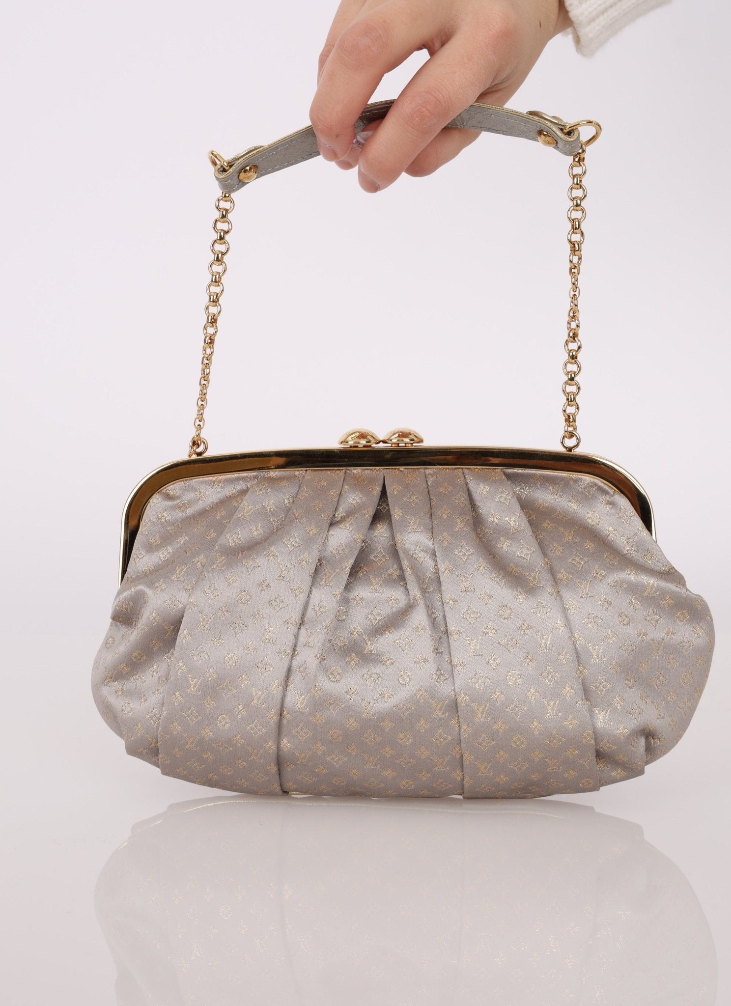 Rare Louis Vuitton Satin Aumoniere Clutch on Chain - FashioNica