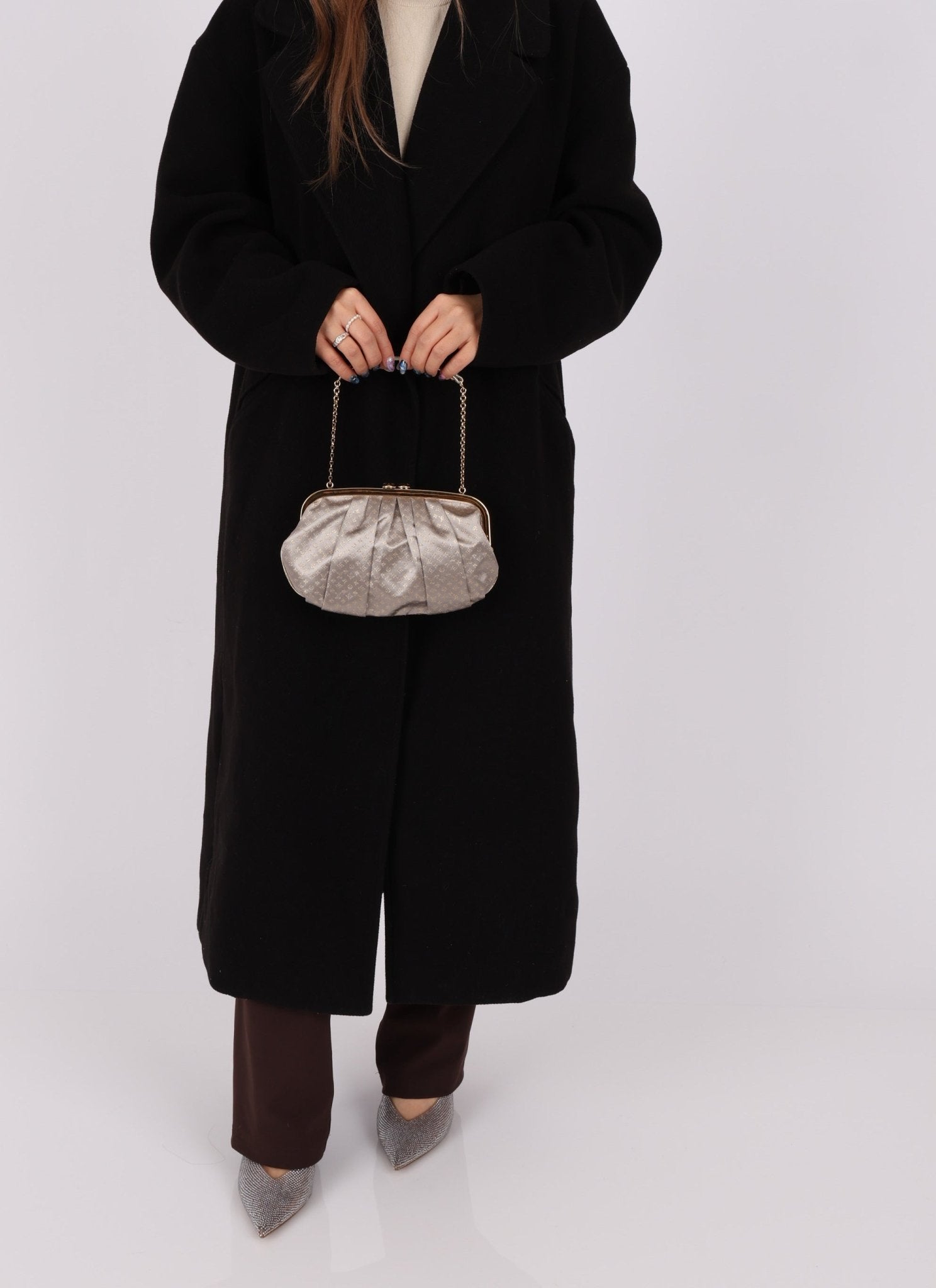 Rare Louis Vuitton Satin Aumoniere Clutch on Chain - FashioNica