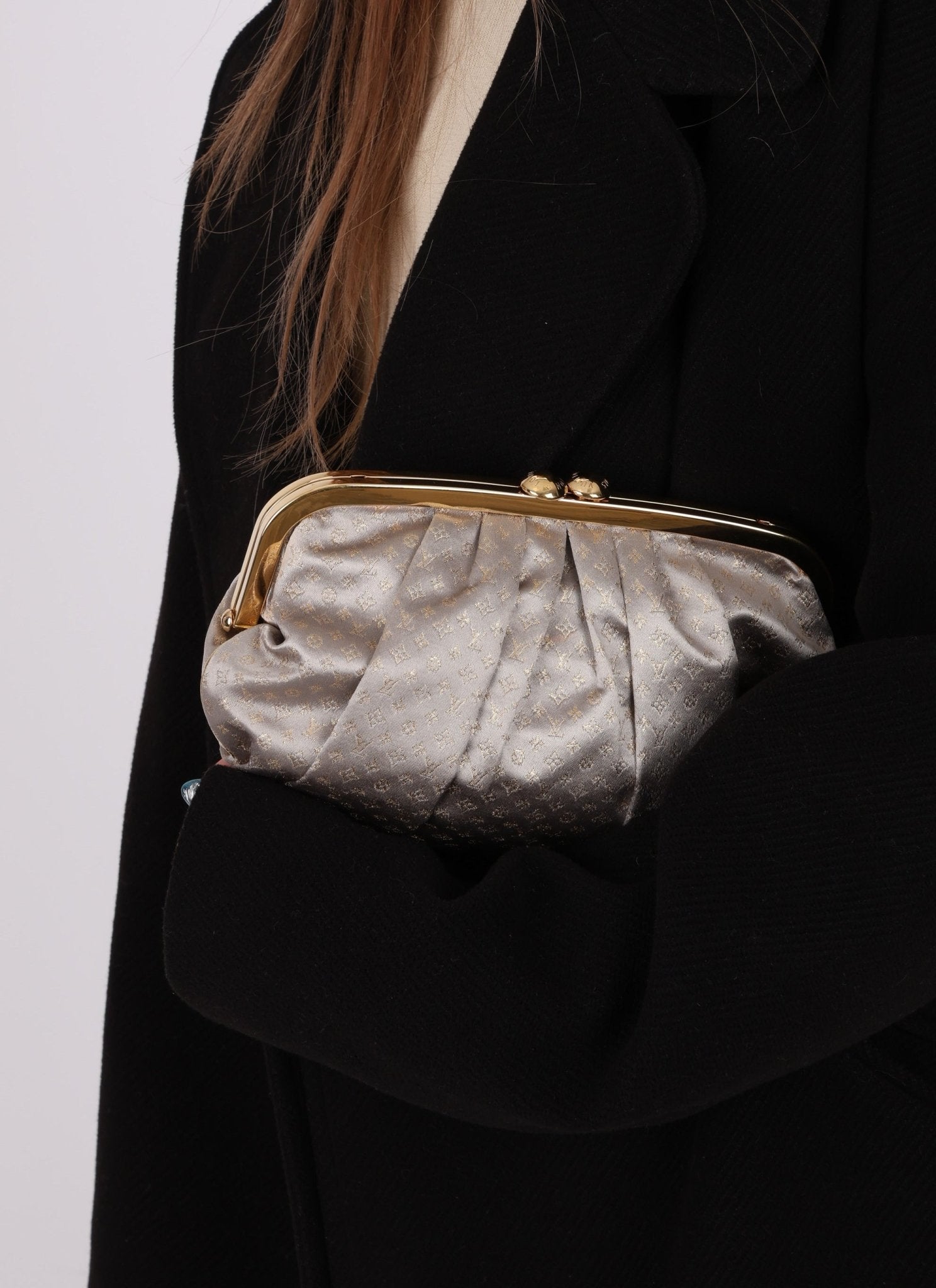 Rare Louis Vuitton Satin Aumoniere Clutch on Chain - FashioNica