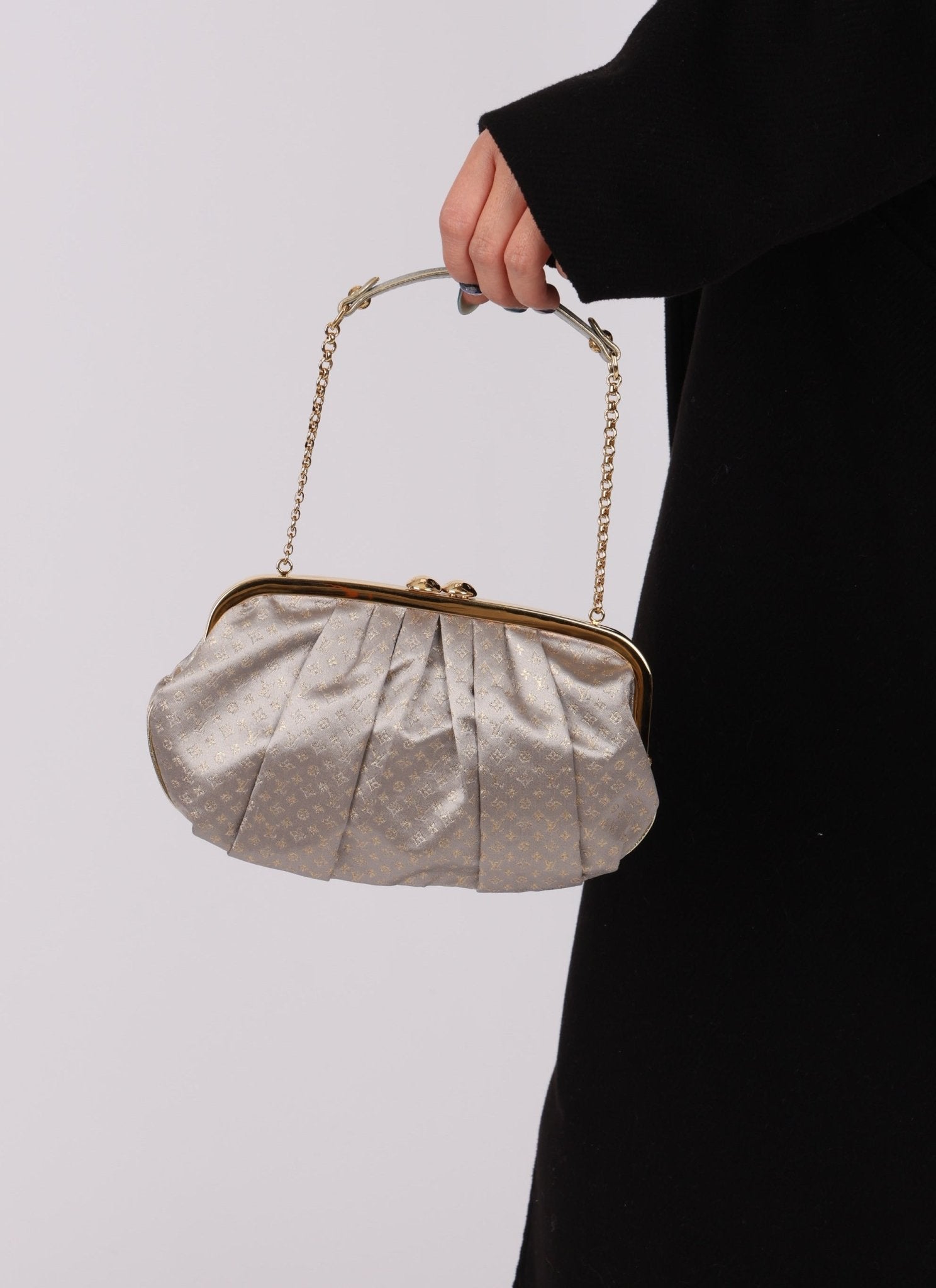 Rare Louis Vuitton Satin Aumoniere Clutch on Chain - FashioNica