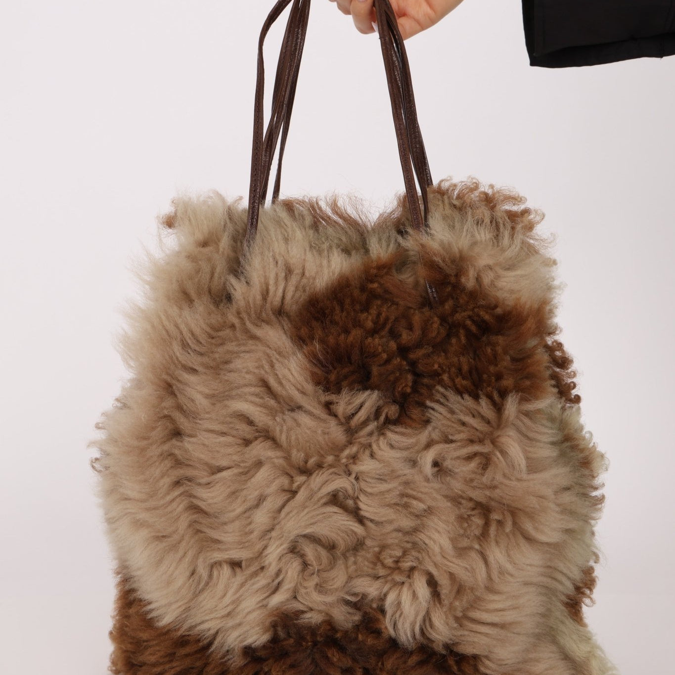 Rare Prada 2017 Mongolian Fur North South Shopping Tote - FashioNica