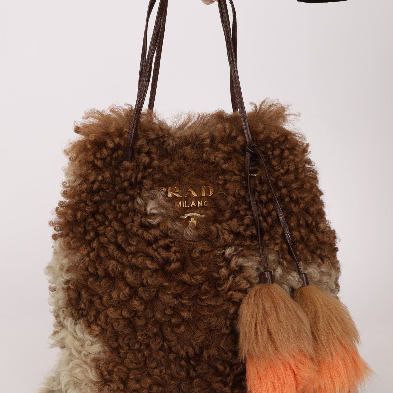 Rare Prada 2017 Mongolian Fur North South Shopping Tote - FashioNica