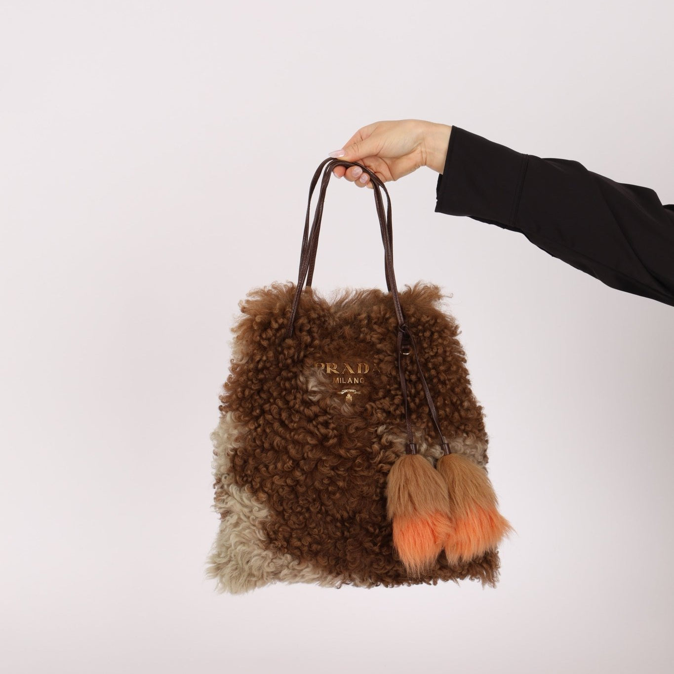 Rare Prada 2017 Mongolian Fur North South Shopping Tote - FashioNica