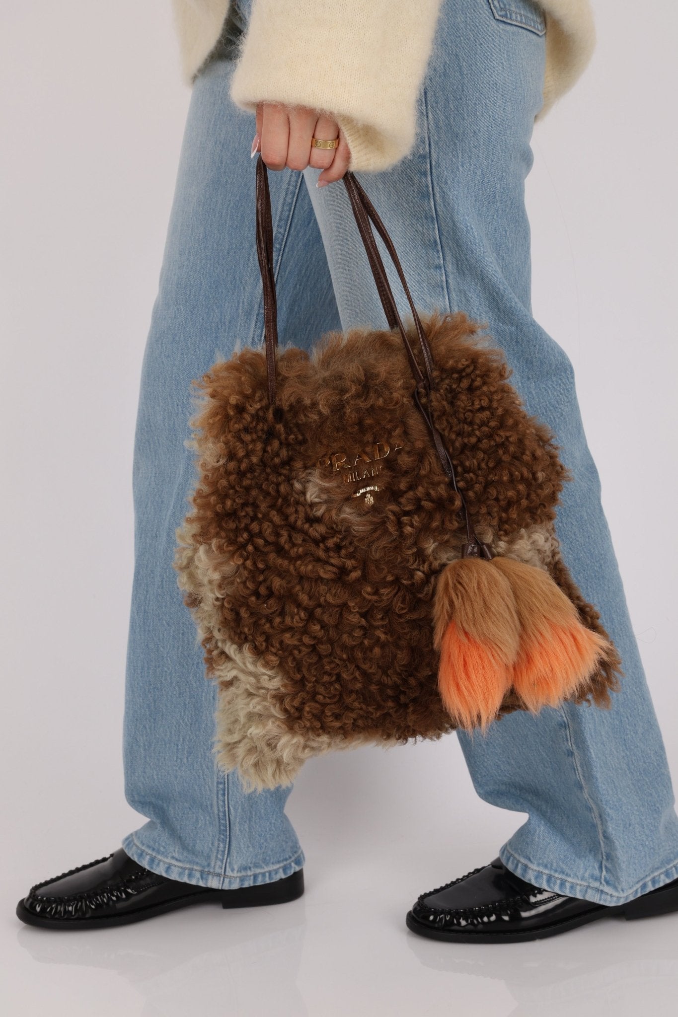 Rare Prada 2017 Mongolian Fur North South Shopping Tote - FashioNica