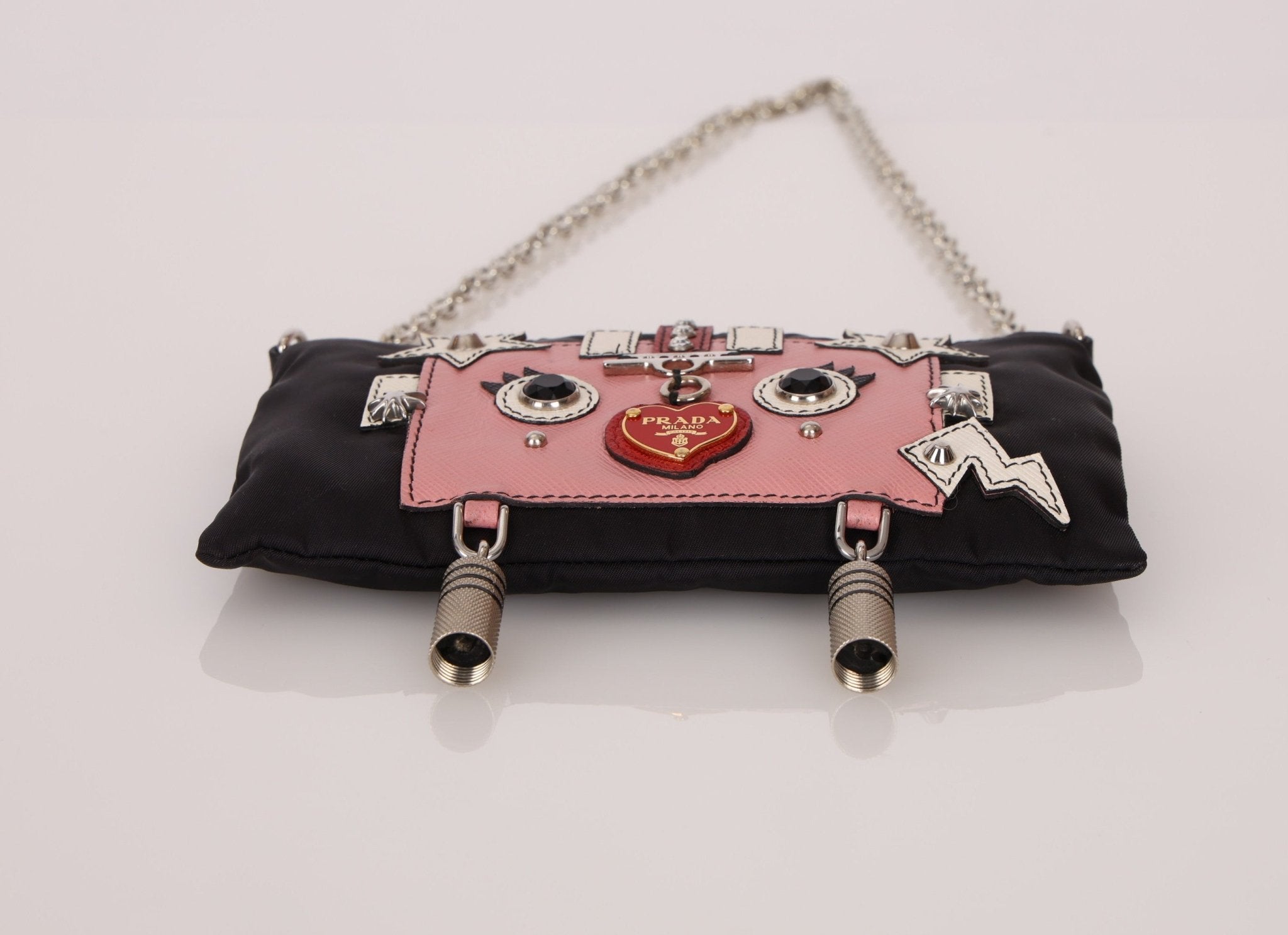 Rare Prada Nylon and Saffiano Robot Chain Mini Bag - FashioNica