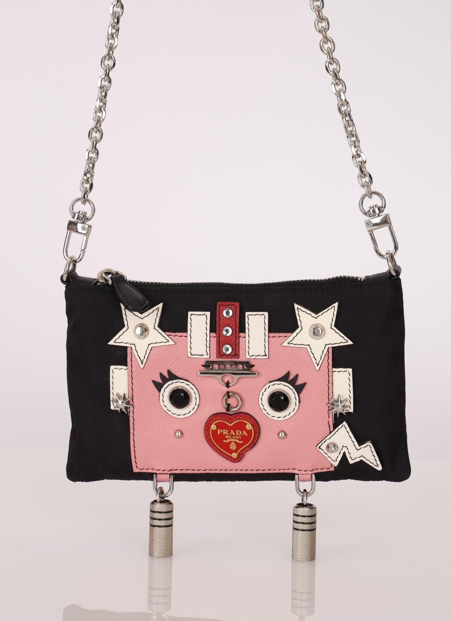 Rare Prada Nylon and Saffiano Robot Chain Mini Bag - FashioNica