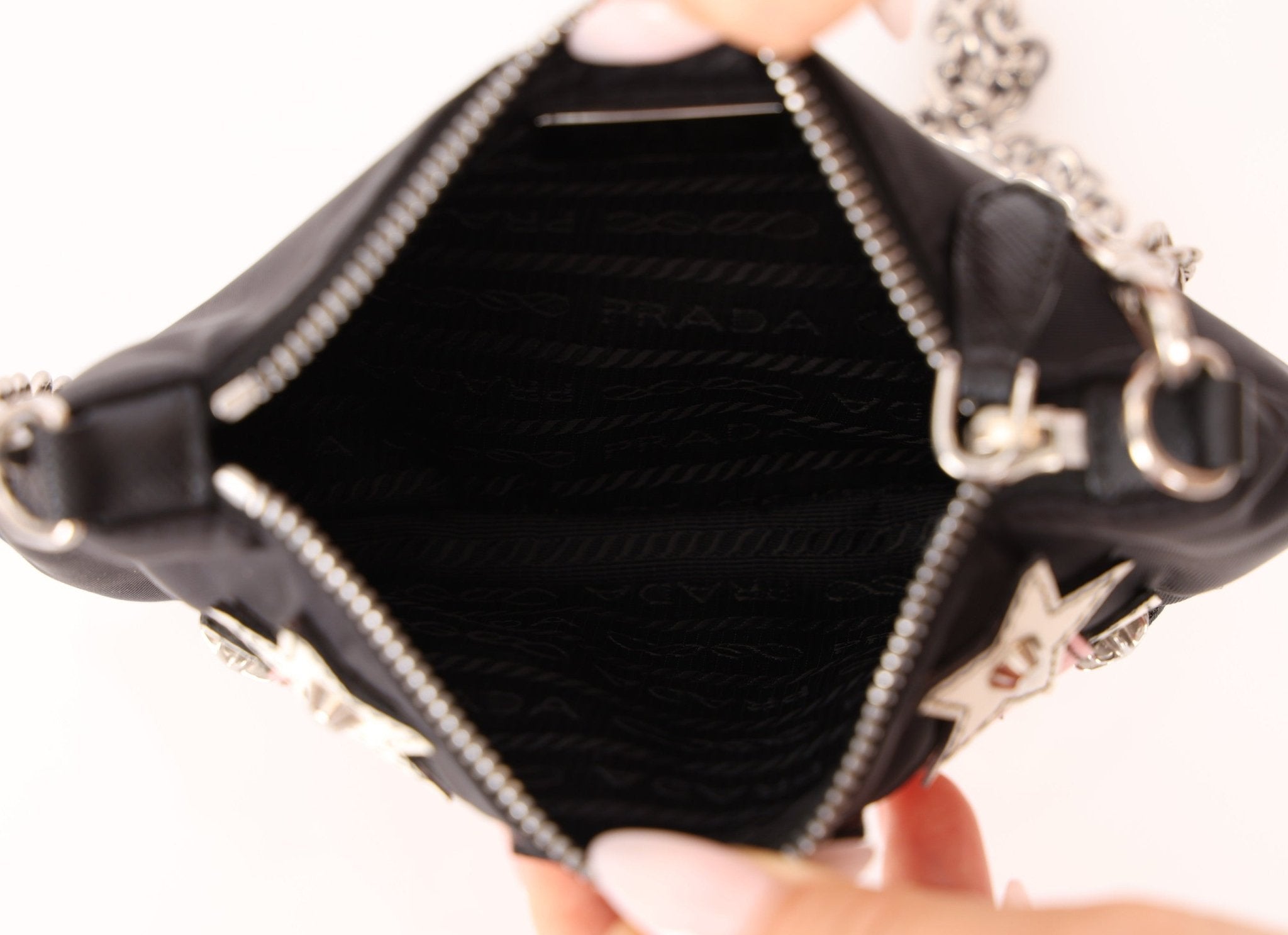 Rare Prada Nylon and Saffiano Robot Chain Mini Bag - FashioNica