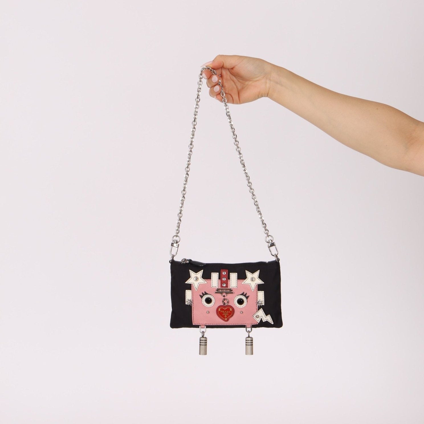 Rare Prada Nylon and Saffiano Robot Chain Mini Bag - FashioNica