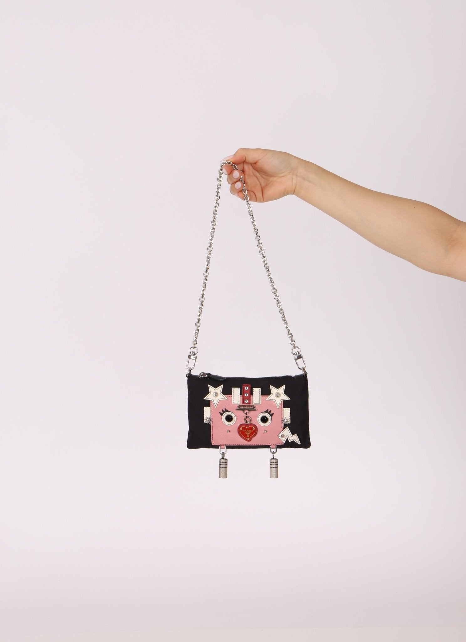 Rare Prada Nylon and Saffiano Robot Chain Mini Bag - FashioNica