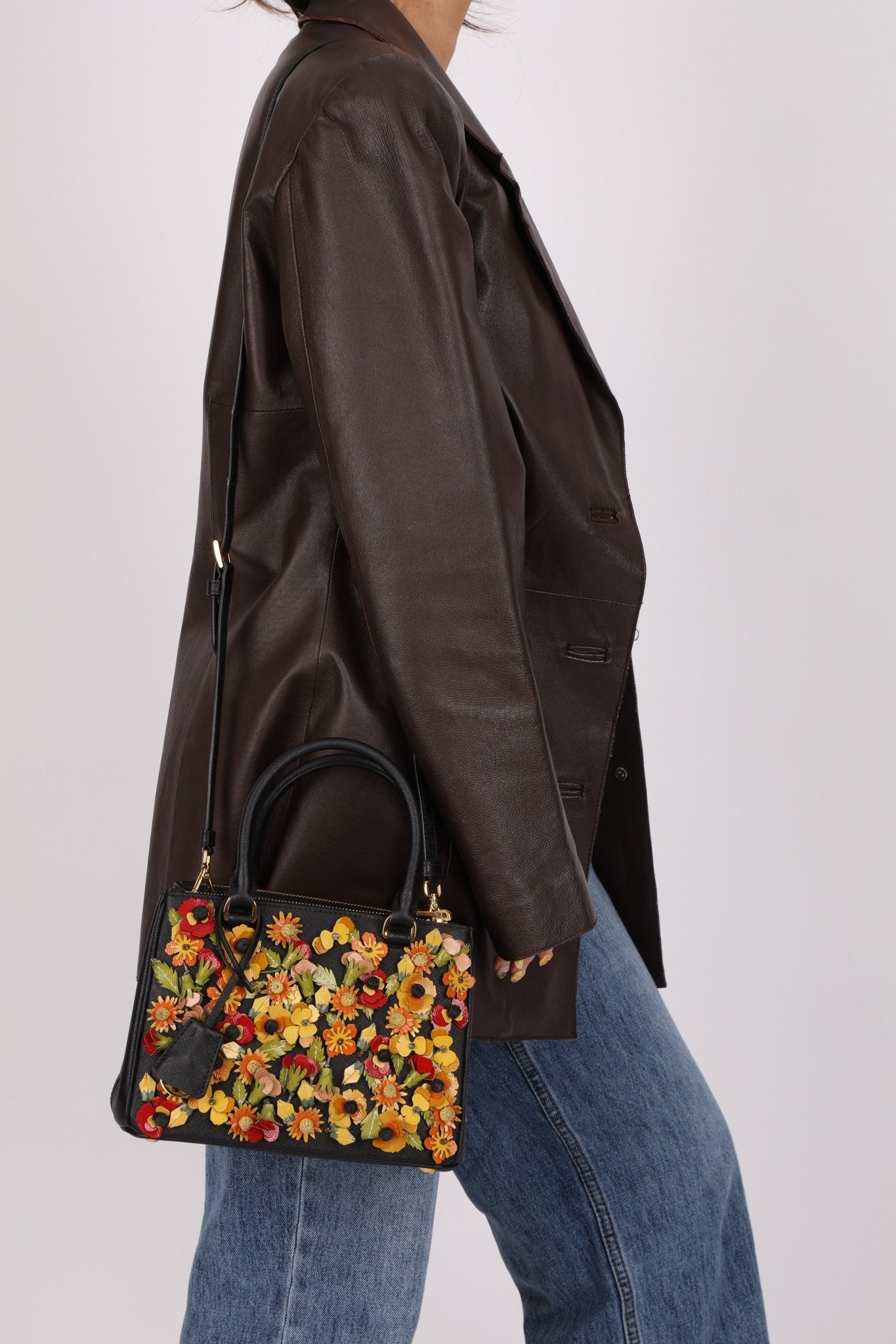 Rare Prada Saffiano Floral Applique Garden Mini Bag - FashioNica