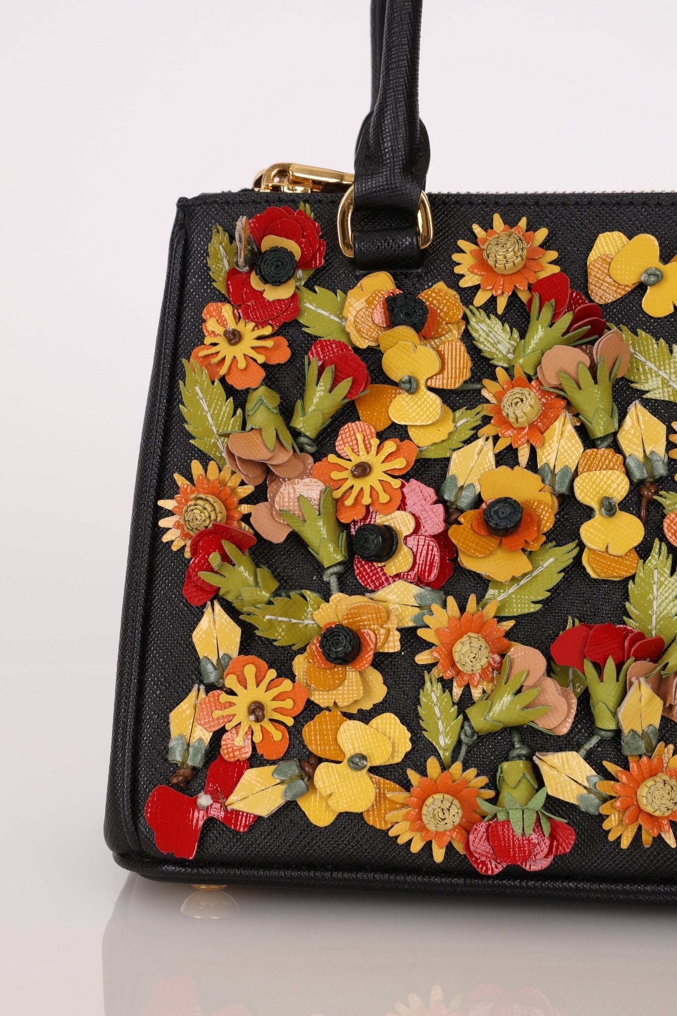 Rare Prada Saffiano Floral Applique Garden Mini Bag - FashioNica